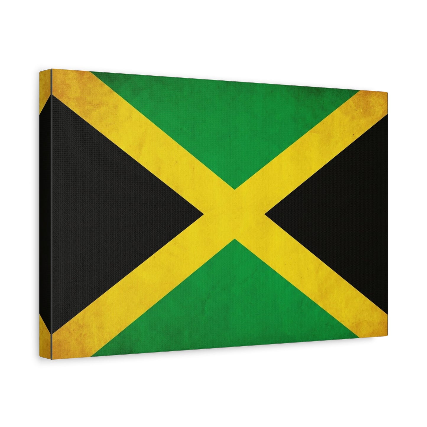 Jamaica Flag Canvas Wall Art - Vintage Jamaican National Flag Print, Green Gold Black Patriotic Decor - Matte Canvas Wall Hanging - Living Room Bedroom Office Decoration - Bedroom Home Decoration