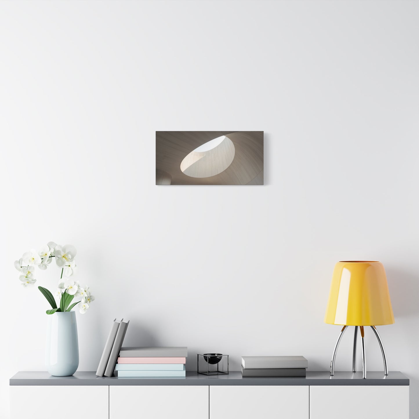 Minimalist Skylight Architecture Canvas Wall Art - Curved Ceiling Oculus Art Print - Neutral Matte Canvas Print - Contemporary Living Room Wall Decor, Bedroom Home Decoration - Modern Farmhouse Style