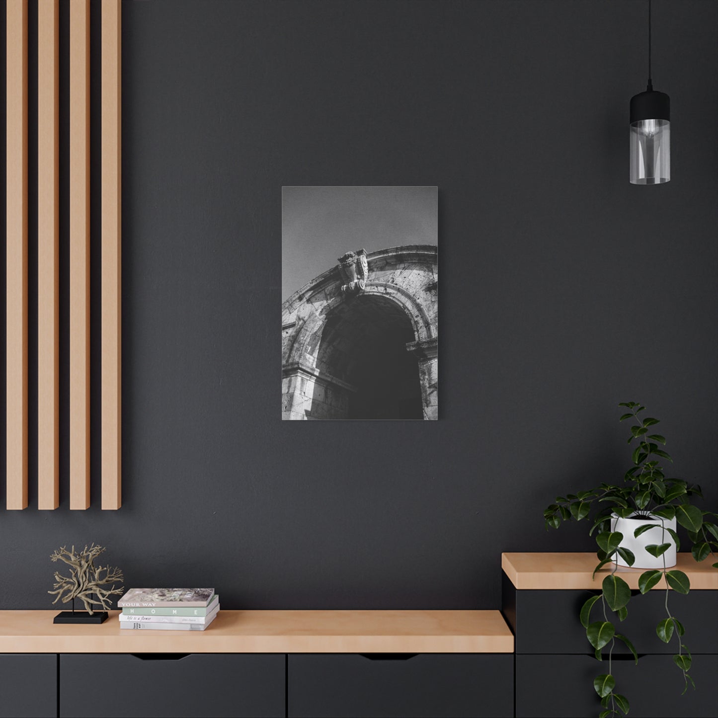 Black And White Architectural Arch Canvas Wall Art - Stone Facade Art Print, Minimalist Historic Structure Decor - Contemporary Living Room Wall Decor, Bedroom Home Accent - Ready to Hang