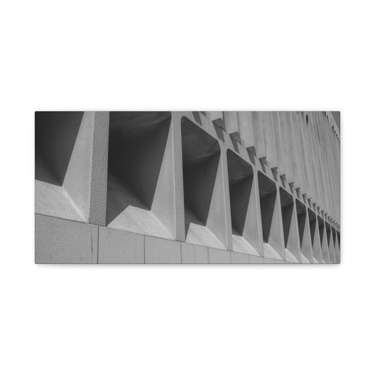 Black And White Modern Architecture Canvas Wall Art - Geometric Building Facade Art Print, Minimalist Urban Concrete Lines - Contemporary Office Wall Art, Living Room Decor - Bedroom Home Decoration