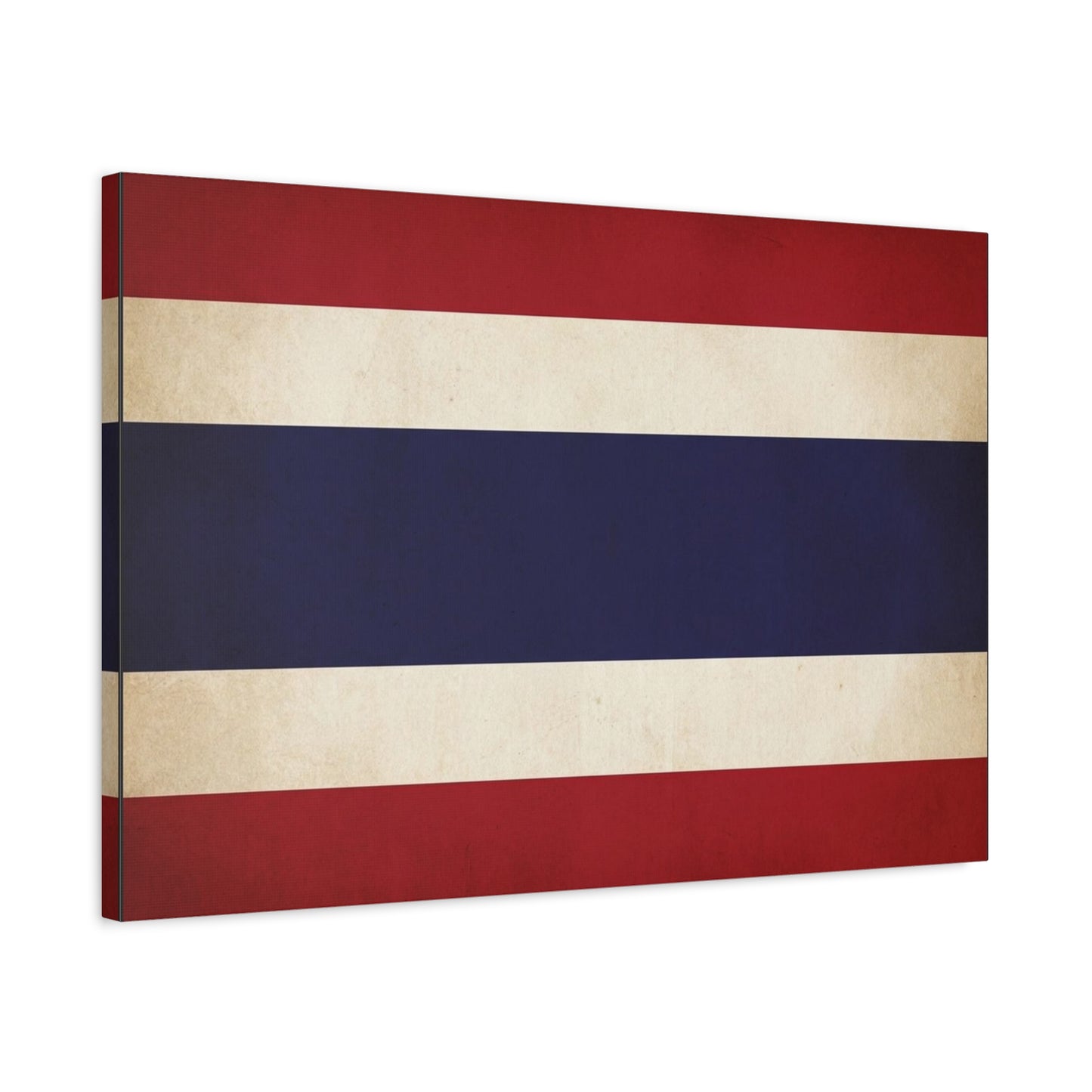 Thailand Flag Canvas Wall Art - Vintage Thai Tricolor Stripe Print, Minimalist Patriotic Decor - Matte Cotton Look - Living Room Wall Decor, Bedroom Home Decoration, Office Art - Ready to Hang