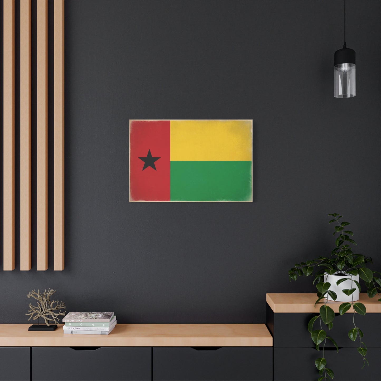Guinea-Bissau Flag Canvas Wall Art - Vintage National Flag Print, Patriotic Heritage Decor - Matte Canvas Wall Hanging - Living Room Home Decoration - Bedroom Home Decoration - Modern Farmhouse Style