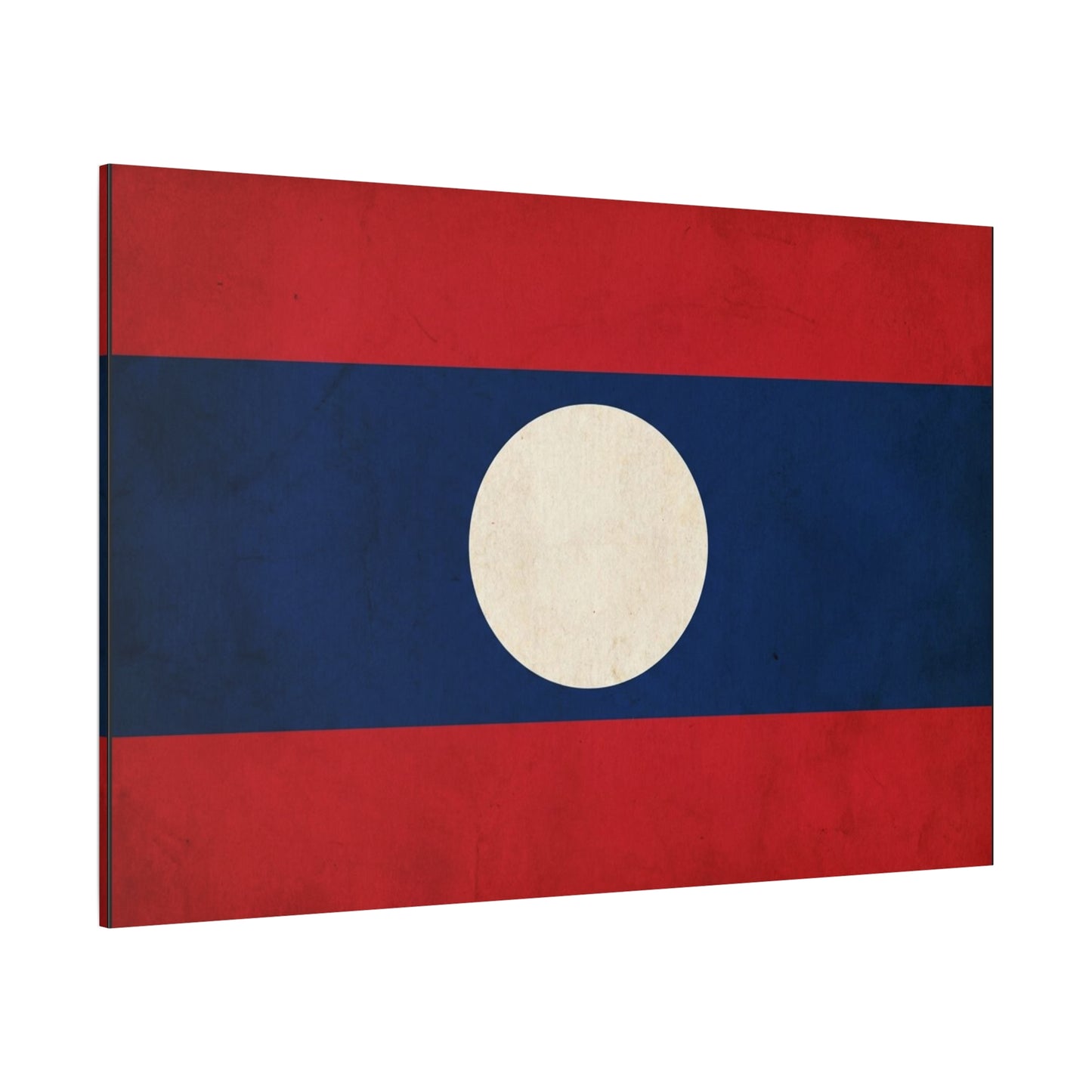 Laos Flag Canvas Wall Art - Vintage Lao National Flag Print, Red Blue White Circle - Minimalist Patriotic Decor - Living Room Home Decoration - Bedroom Home Decoration - Living Room Wall Decor