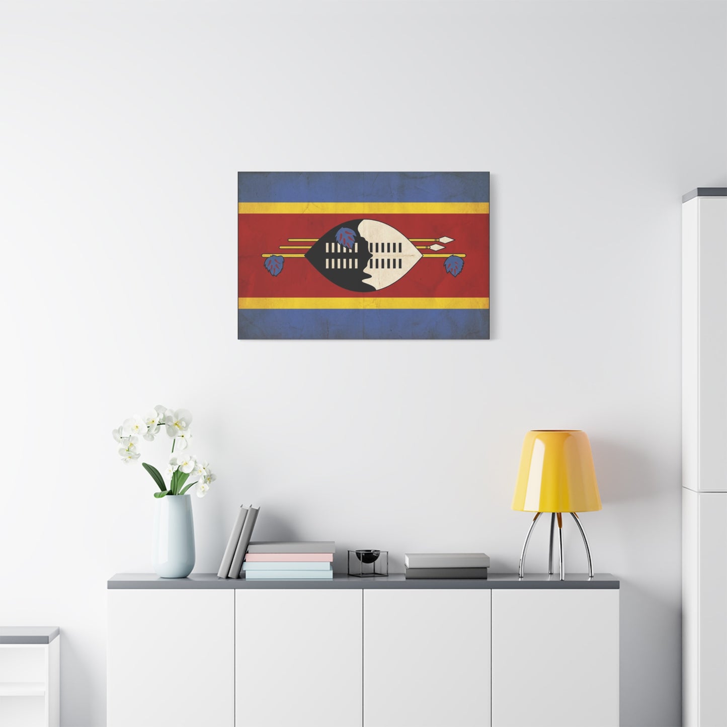 Eswatini Flag Canvas Wall Art - Swazi National Flag Print, Vintage Patriotic Home Decor - Matte Canvas Wall Hanging - Living Room Decoration, Office Accent - Bedroom Home Decoration - Ready to Hang