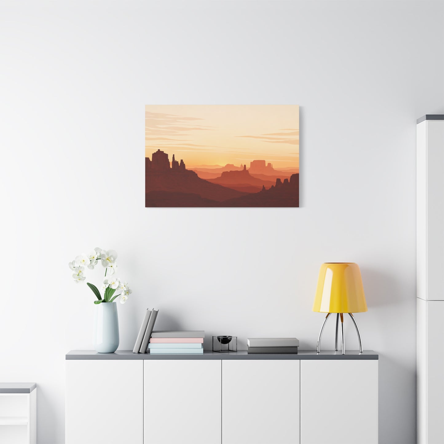 Desert Canyon Sunset Canvas Wall Art - Southwestern Mesa Landscape Print, Warm Terracotta Horizon, Contemporary Scenic Decor - Living Room Wall Decor, Bedroom Home Decoration - Bedroom Home Decoration