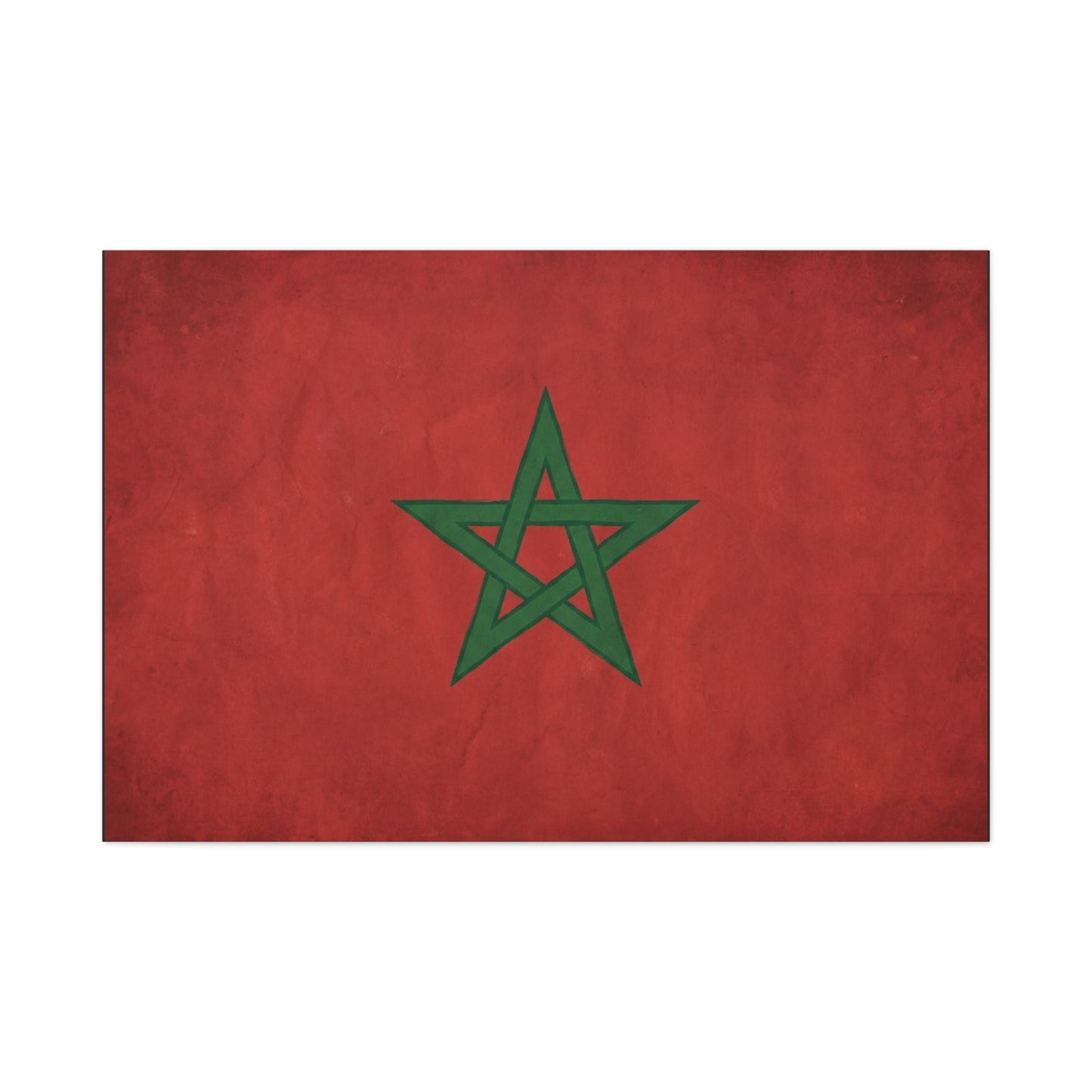 Morocco Flag Canvas Wall Art - Moroccan Red Green Pentagram Print, Vintage Textured National Decor - Modern Cultural Style - Living Room Wall Decor, Bedroom Home Decoration - Bedroom Home Decoration