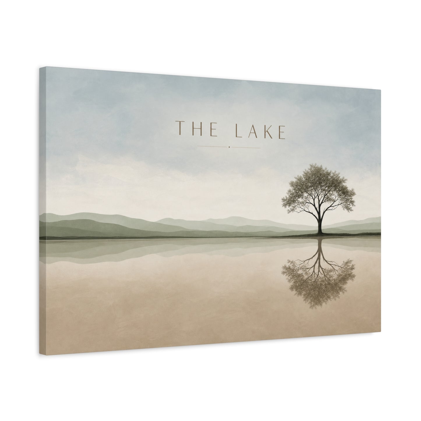 "The Lake" Lake Landscape Canvas Wall Art - Minimalist Tree Reflection Print, Serene Neutral Nature Decor - Contemporary Matte Canvas - Living Room Bedroom Office Wall Decoration - Ready to Hang