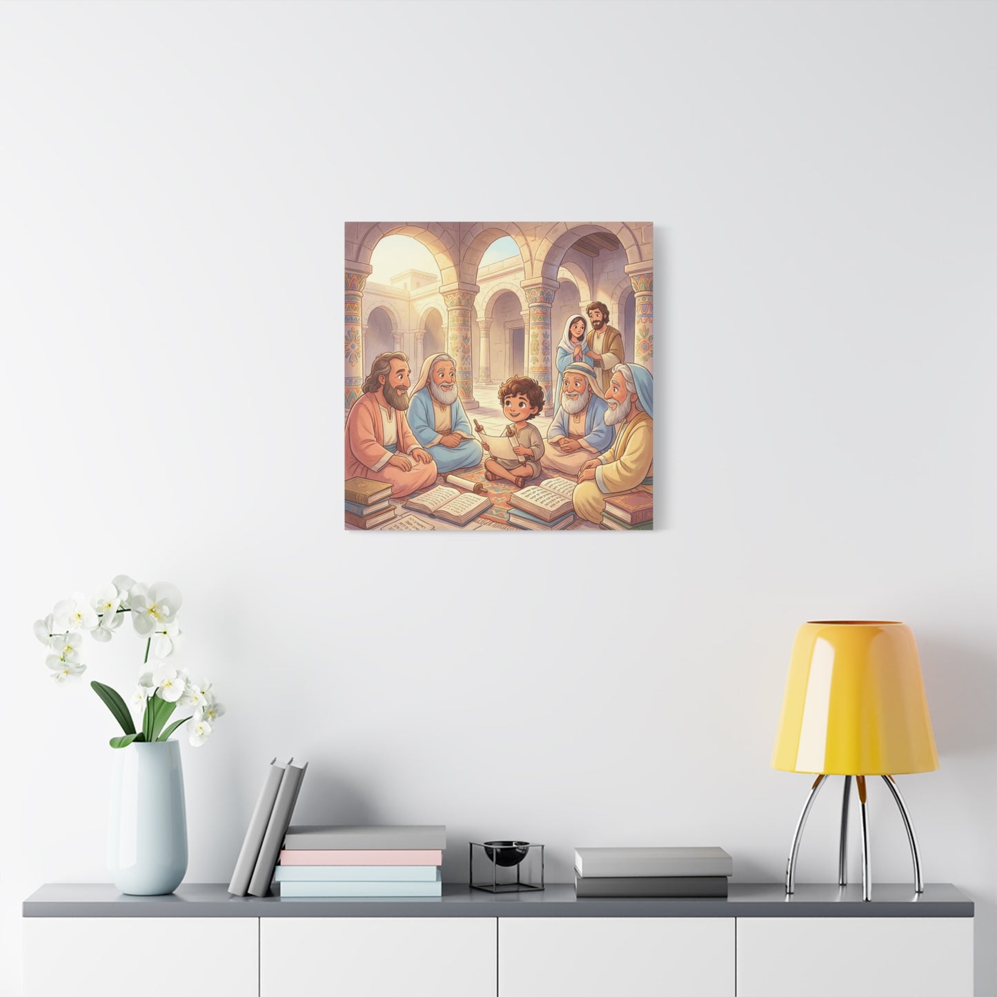 Young Jesus Teaching In Temple Canvas Wall Art - Biblical Child Scripture Scene, Cotton Print - Traditional Religious Decor For Nursery, Bedroom, Sunday School, Living Room Home Accent - Ready to Hang