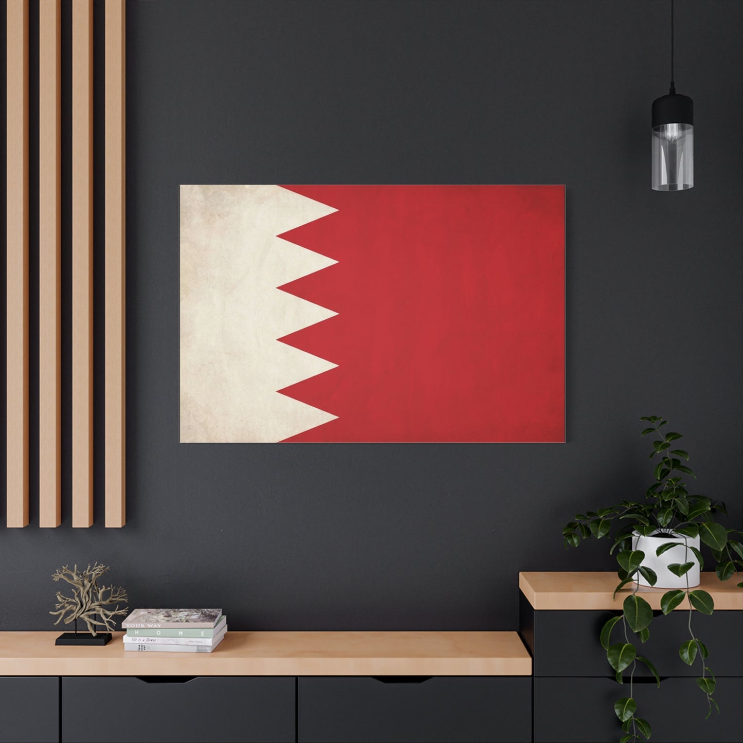 Bahrain Flag Canvas Wall Art - Vintage Red And White National Print - Minimalist Patriotic Decor - Cotton Canvas Wall Hanging - Living Room Home Decoration - Modern Farmhouse Style - Ready to Hang
