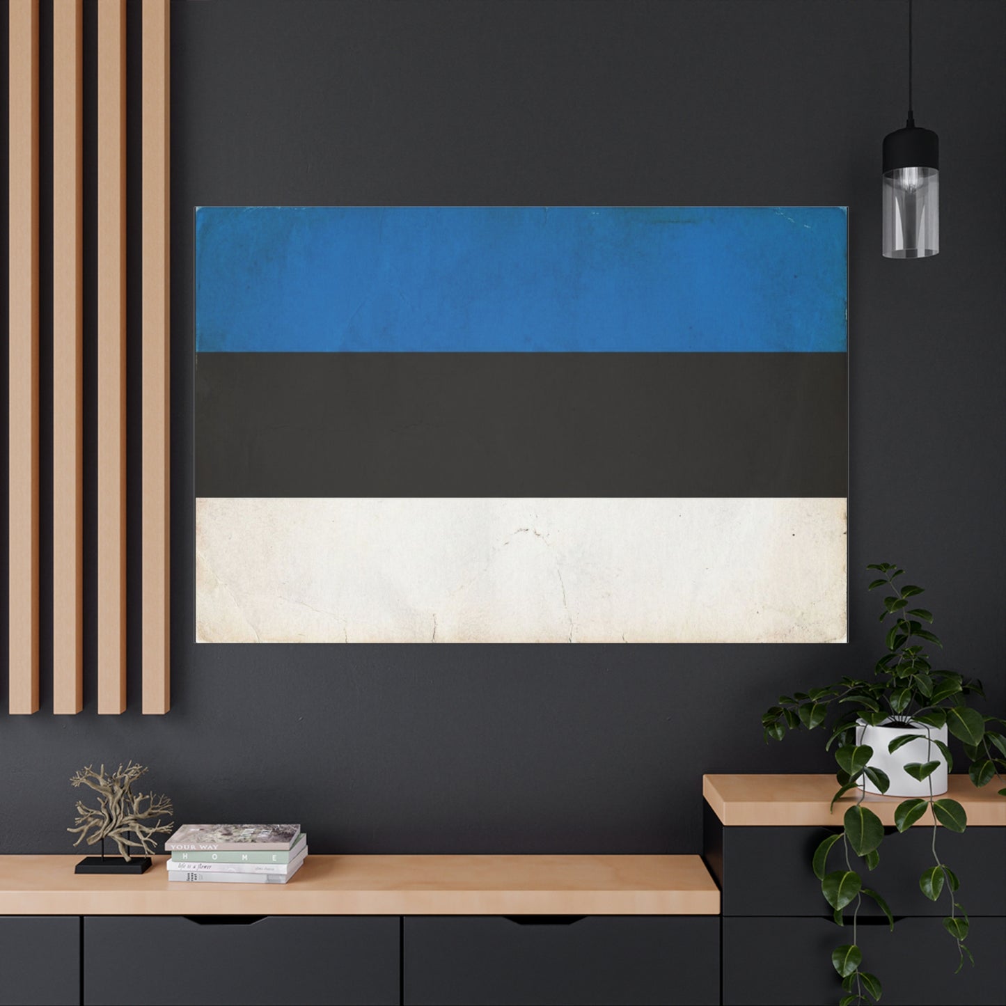 Blue Black White Abstract Canvas Wall Art - Minimalist Color Block Canvas Print - Contemporary Modern Decor - Living Room Home Decoration - Bedroom Home Decoration - Living Room Wall Decor