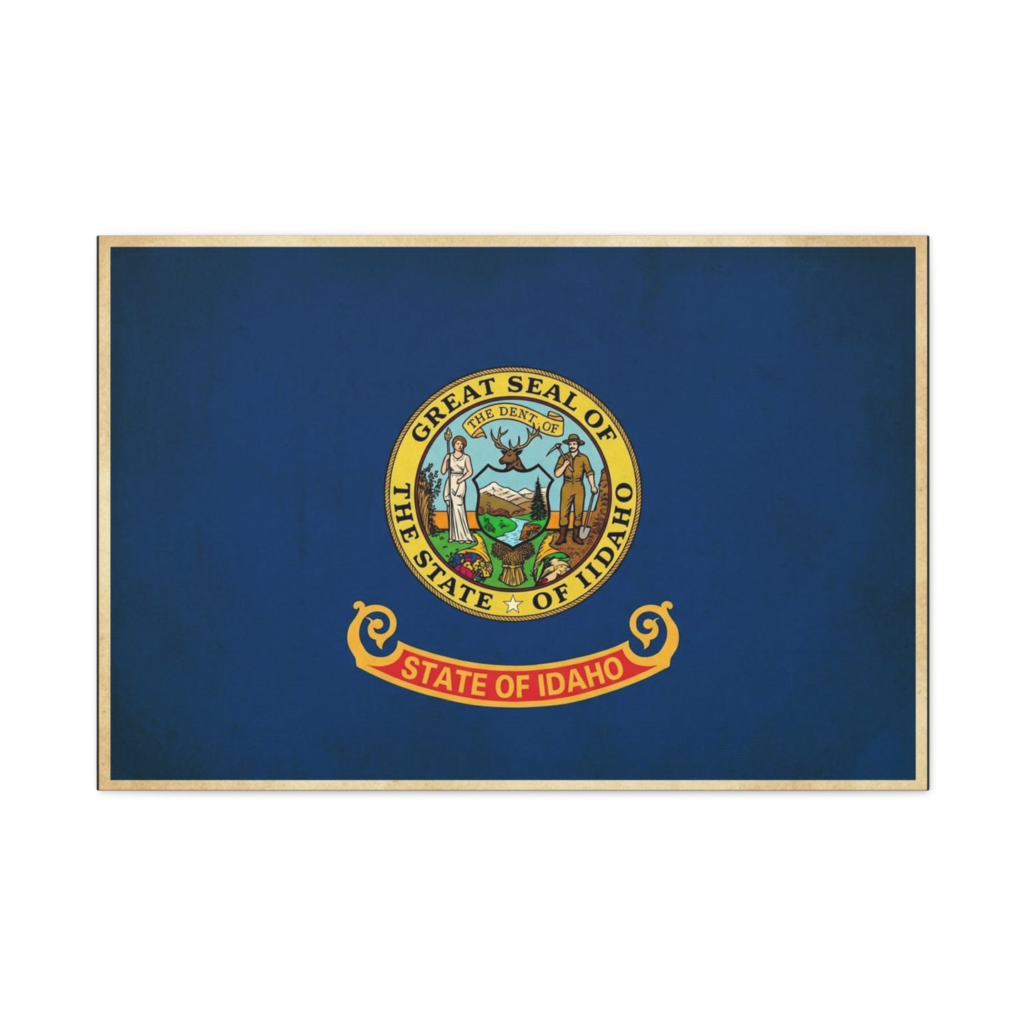 "Great Seal Of The State Of Idaho" Idaho Flag Canvas Wall Art - Blue State Pride Decor, Vintage Government Emblem Print - Traditional Patriotic Style - Living Room Office Wall Decor - Ready to Hang