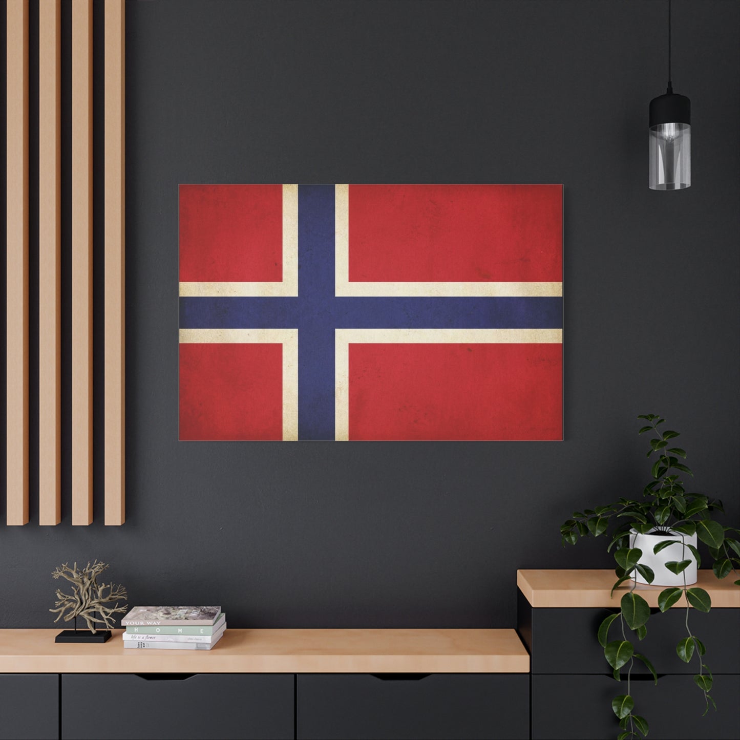 Iceland Flag Canvas Wall Art - Vintage Nordic Country Banner Print, Patriotic Red Blue White Design - Rustic Travel Style - Living Room Wall Decor, Bedroom Home Decoration - Bedroom Home Decoration