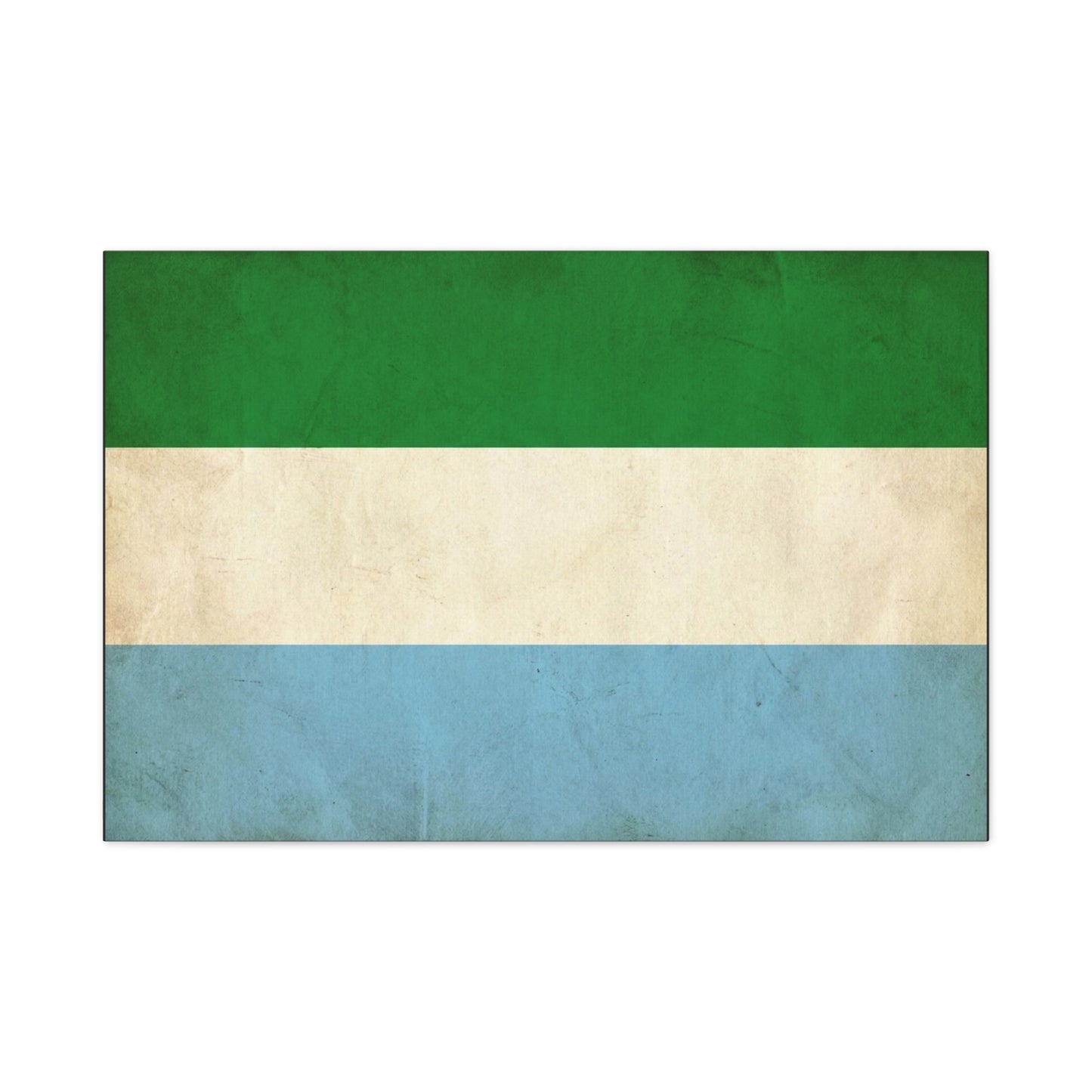 Sierra Leone Flag Canvas Wall Art - Vintage Tricolor National Print, Distressed Blue Green White Design - Minimalist Patriotic Decor - Living Room Wall Decor - Bedroom Home Decoration - Ready to Hang