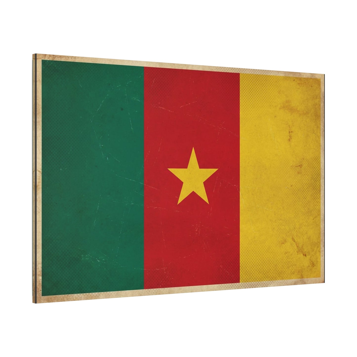 Cameroon Flag Canvas Wall Art - Vintage National Pride Decor, Distressed Tricolor Star Print - Traditional Patriotic Style - Living Room Wall Decor, Bedroom Home Decoration - Bedroom Home Decoration
