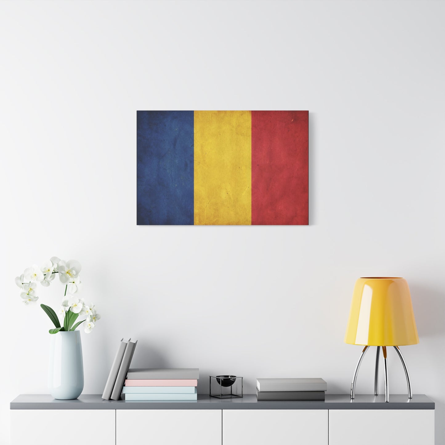 Romania Flag Canvas Wall Art - Vintage Tricolor Country Print, Rustic Patriotic Decor - Textured Cotton Canvas - Living Room Home Decoration, Office Accent - Living Room Wall Decor - Ready to Hang