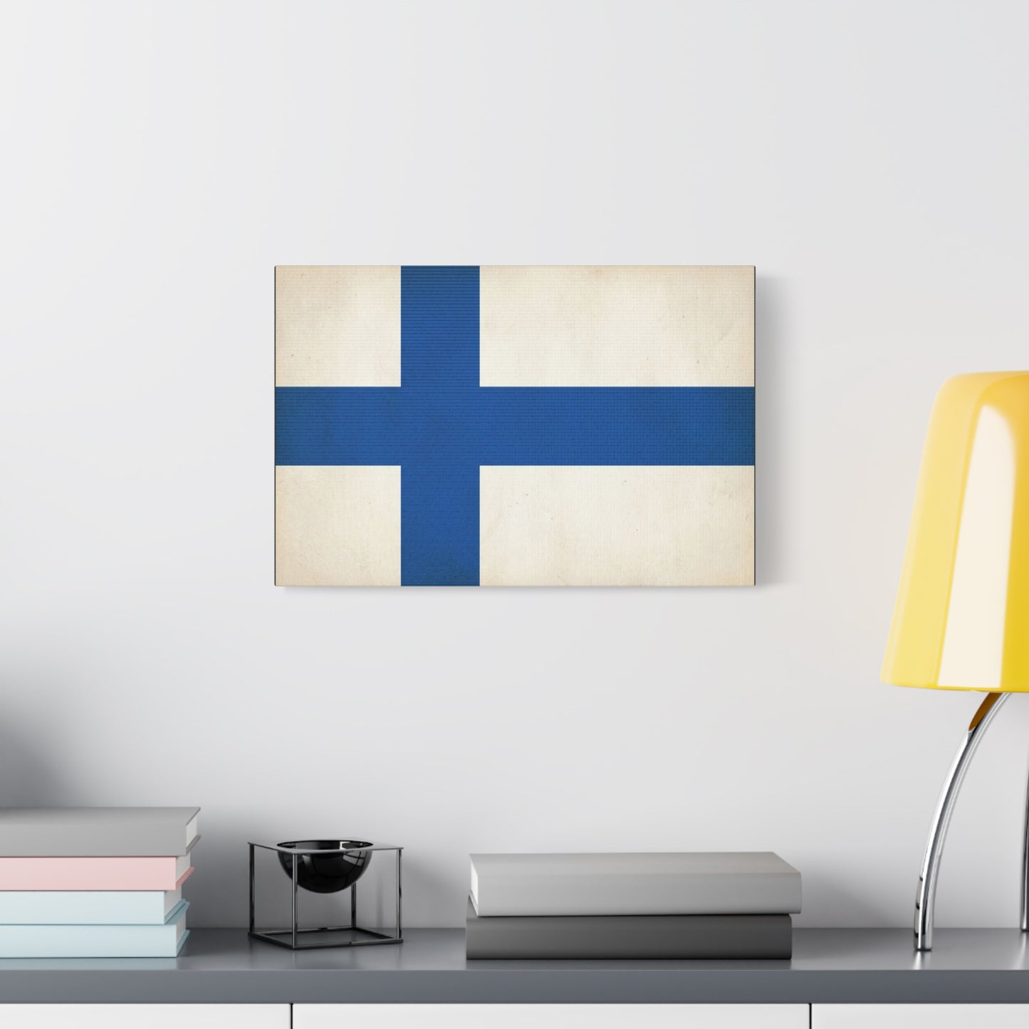 Finland Flag Canvas Wall Art - Blue Nordic Cross Finnish Country Print - Vintage Minimalist Patriotic Decor - Living Room Wall Decor, Bedroom Home Decoration, Office Art - Bedroom Home Decoration