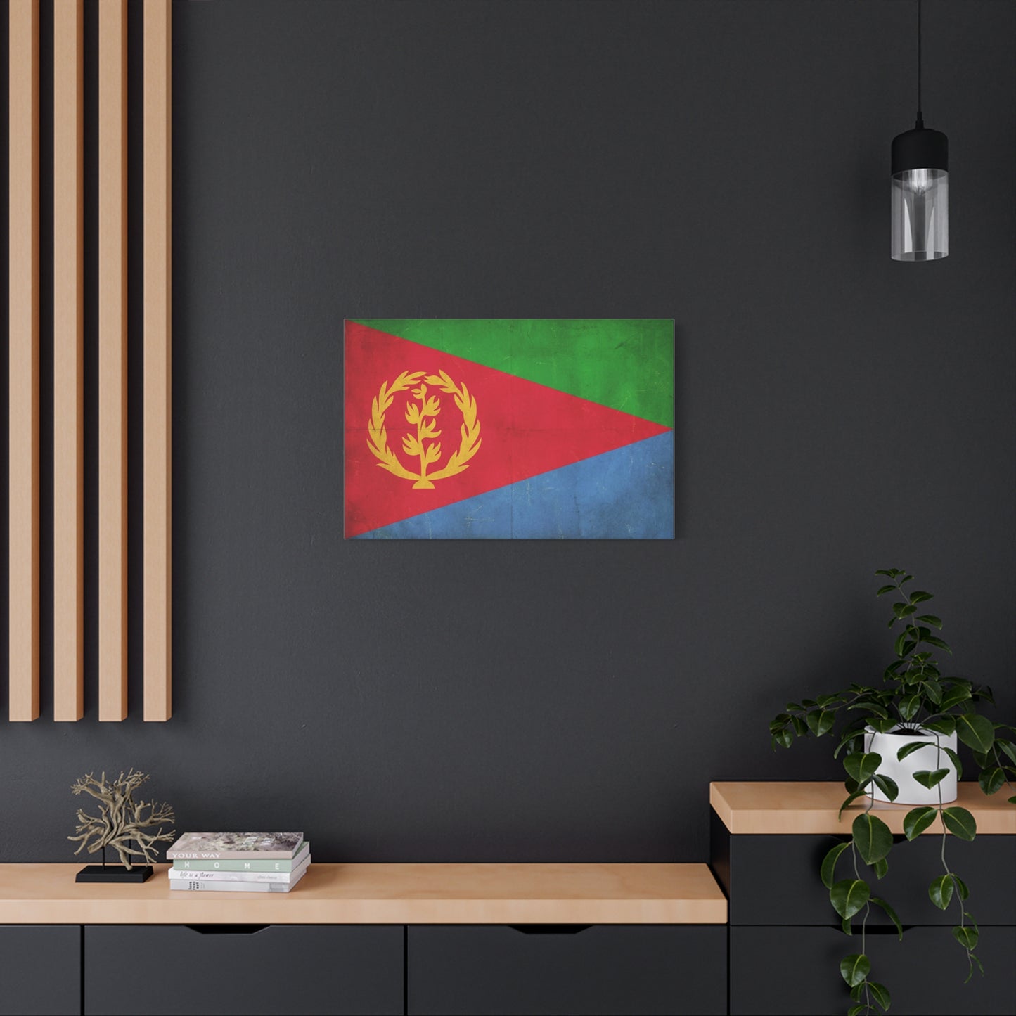Eritrea Flag Canvas Wall Art - Vintage Eritrean National Flag Print, Distressed Patriotic Country Decor - Colorful Typography Style - Living Room Wall Decor - Ready to Hang - Bedroom Home Decoration