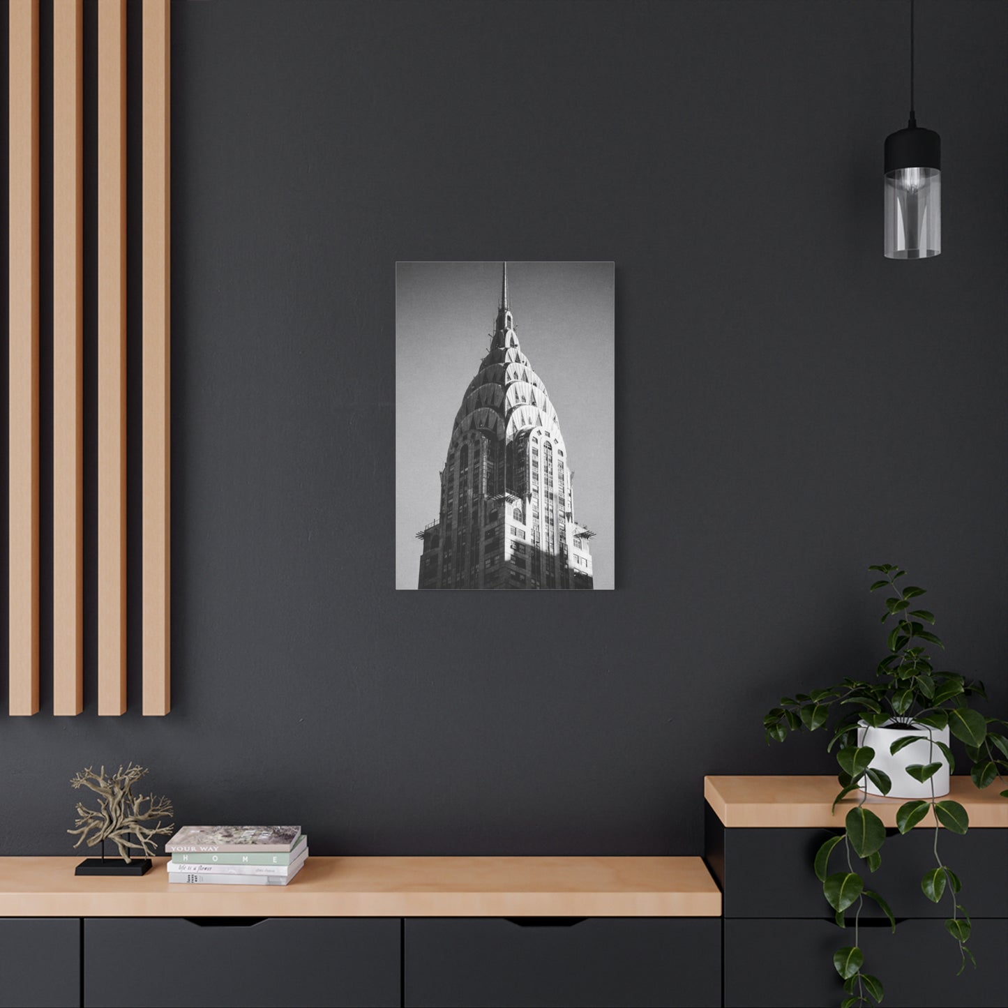 Chrysler Building Canvas Wall Art - Black And White New York City Architecture Print, Art Deco Skyscraper Art Print - Modern Monochrome Office Wall Decor, Living Room Accent - Modern Farmhouse Style