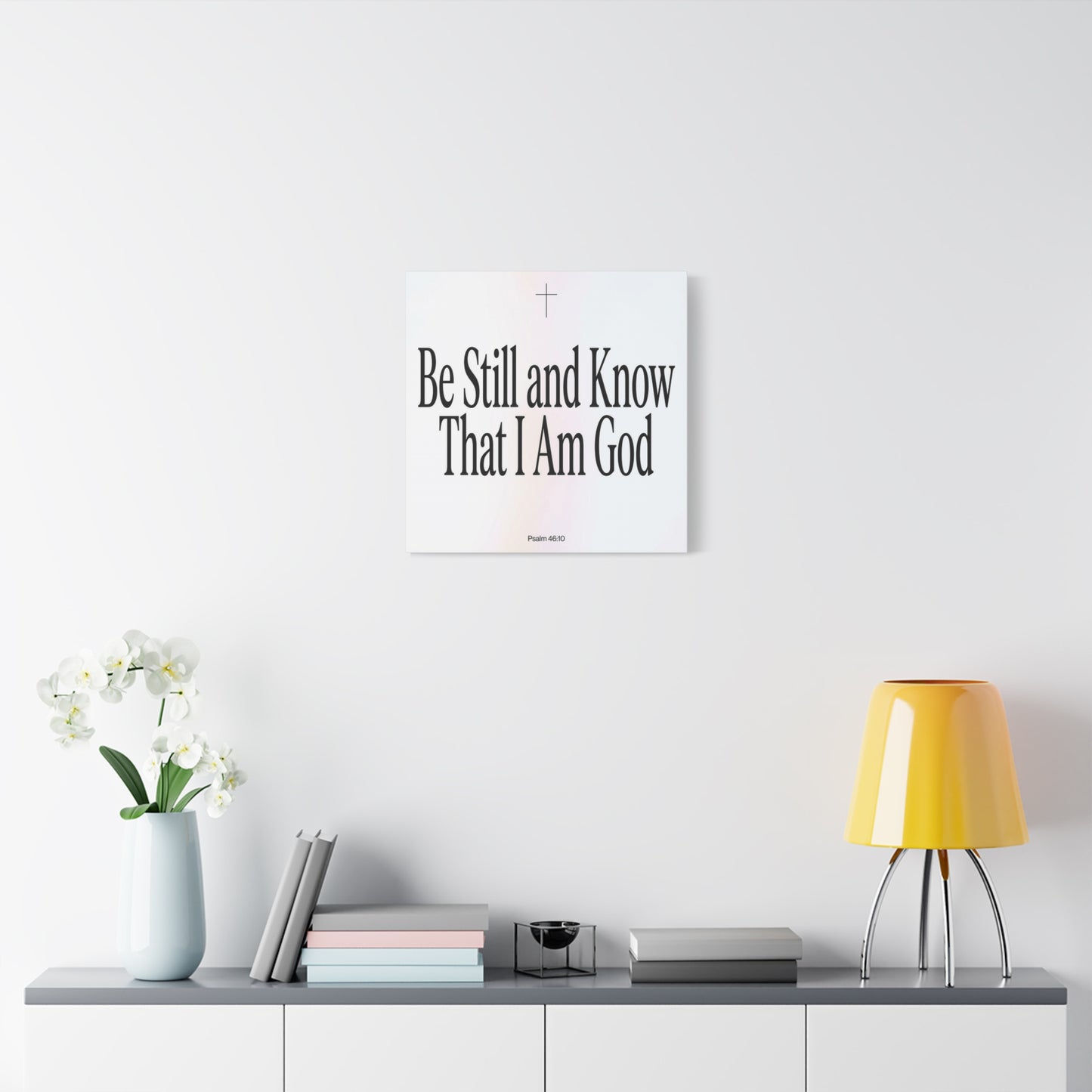 "Be Still And Know That I Am God" Canvas Wall Art - Psalm 46:10 Christian Bible Verse Scripture Print - Minimalist Black White Cross Decor - Bedroom Living Room Home Office Wall Hanging