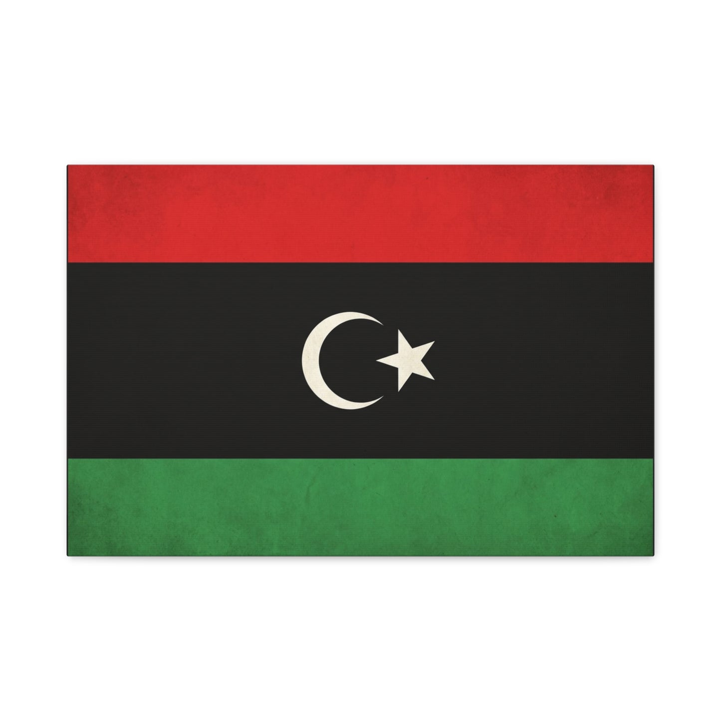 Libya Flag Canvas Wall Art - Red Black Green Crescent Star Print Picture - Vintage Patriotic Style, Matte Finish Canvas Print, Living Room Wall Decor, Bedroom Home Decoration - Bedroom Home Decoration