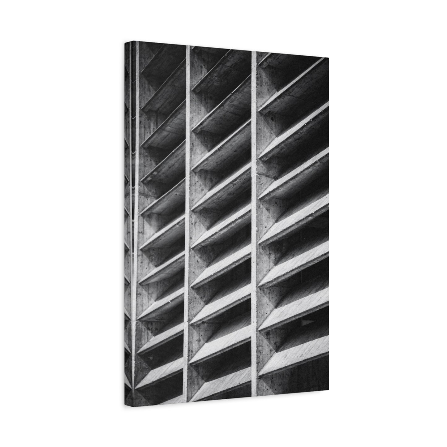 Black And White Brutalist Architecture Canvas Wall Art - Concrete Facade Art Print, Minimalist Contemporary Style - Modern Office Wall Decor, Living Room Home Decoration - Bedroom Home Decoration