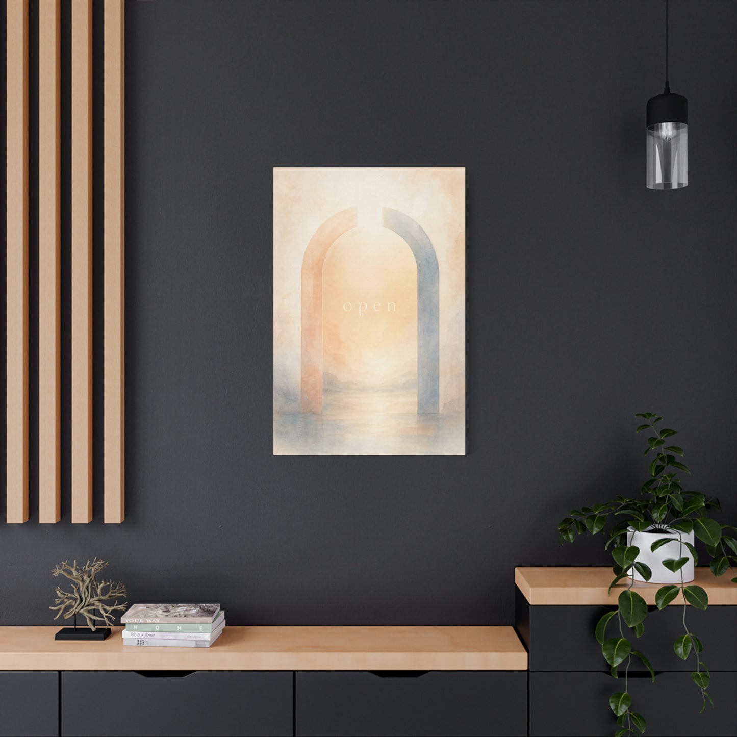 "Open" Abstract Arch Canvas Wall Art - Minimalist Watercolor Neutral Wall Decor - Contemporary Pastel Home Decoration - Bedroom Living Room Accent, Meditation Space Office Art - Modern Farmhouse Style