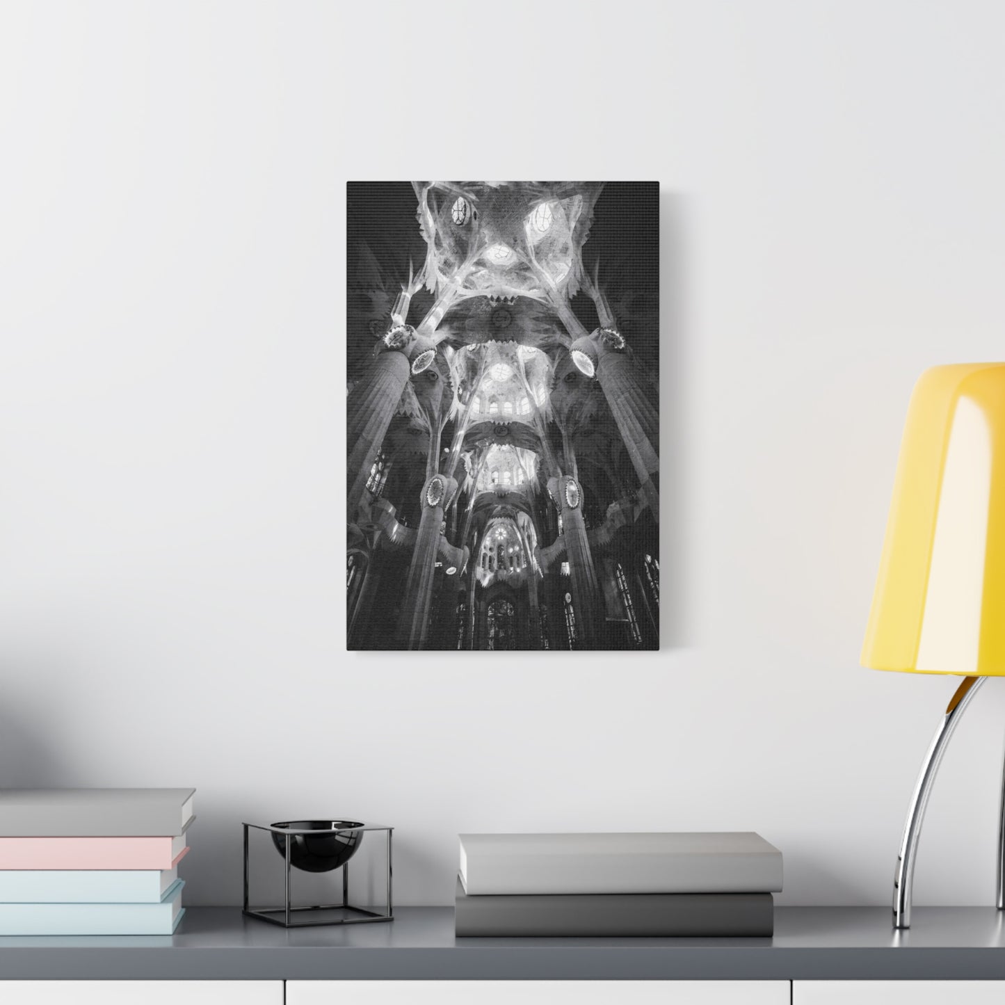 Sagrada Familia Cathedral Interior Canvas Wall Art - Black And White Architectural Art Print - Gothic Modern Sacred Ceiling View - Living Room Wall Decor Office Accent - Modern Farmhouse Style