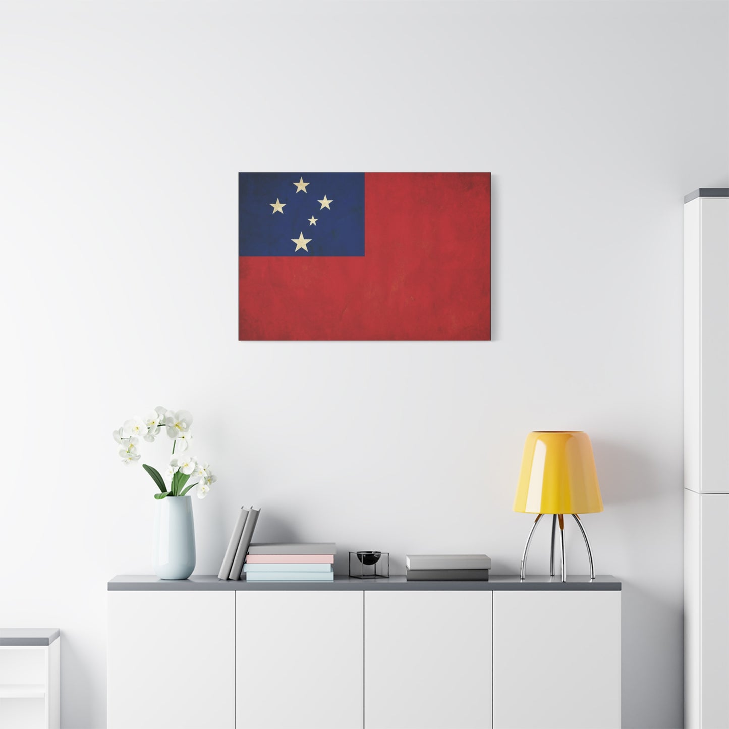 Samoa Flag Canvas Wall Art - Vintage Polynesian Nation Banner Print, Patriotic Island Decor - Matte Cotton Artwork - Living Room Home Decoration, Office Accent - Living Room Wall Decor - Ready to Hang