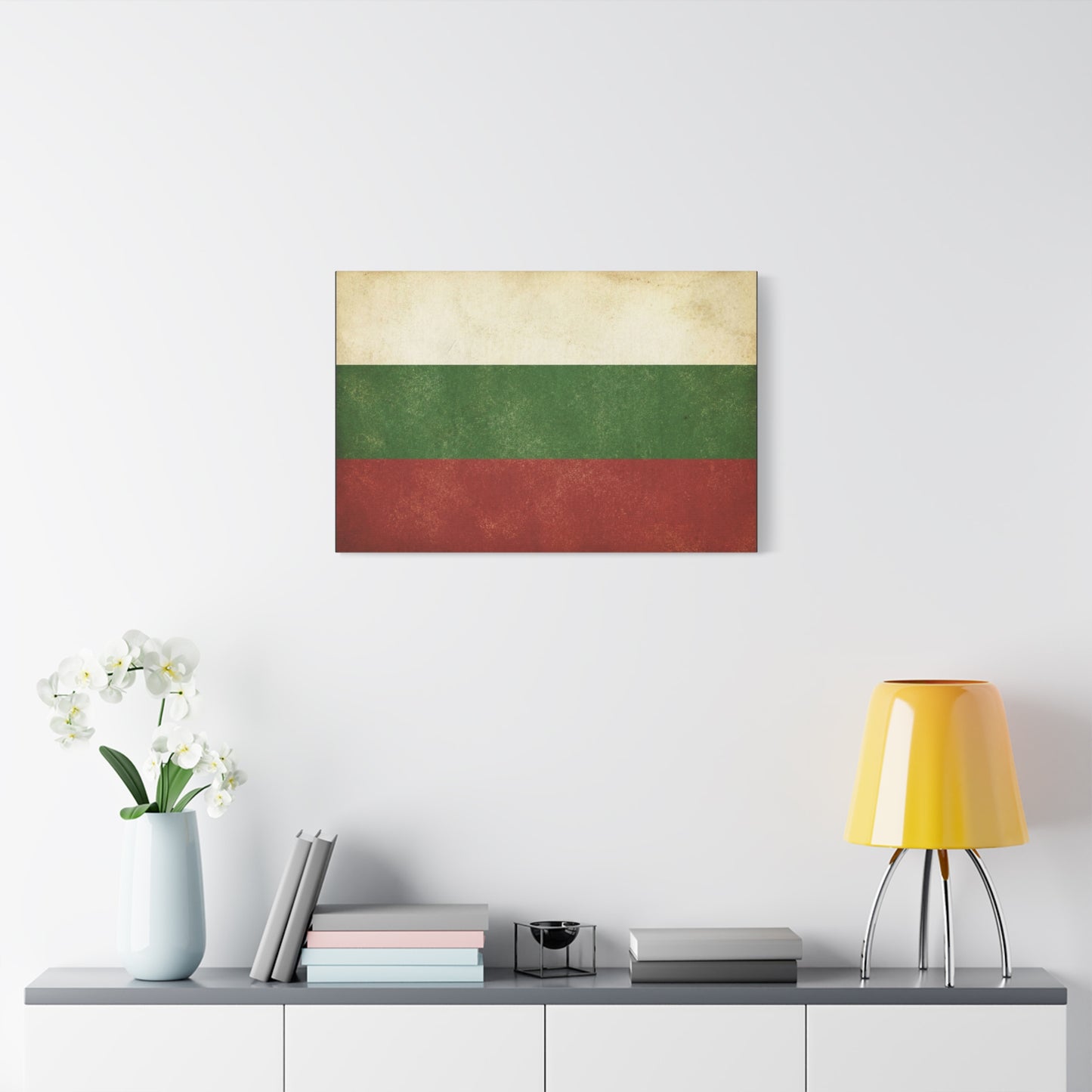 Bulgaria Flag Canvas Wall Art - Vintage Bulgarian Flag Print, Patriotic Tricolor Wall Decor - Distressed Cotton Canvas - Rustic Minimalist Style For Living Room, Office, Dorm - Bedroom Home Decoration