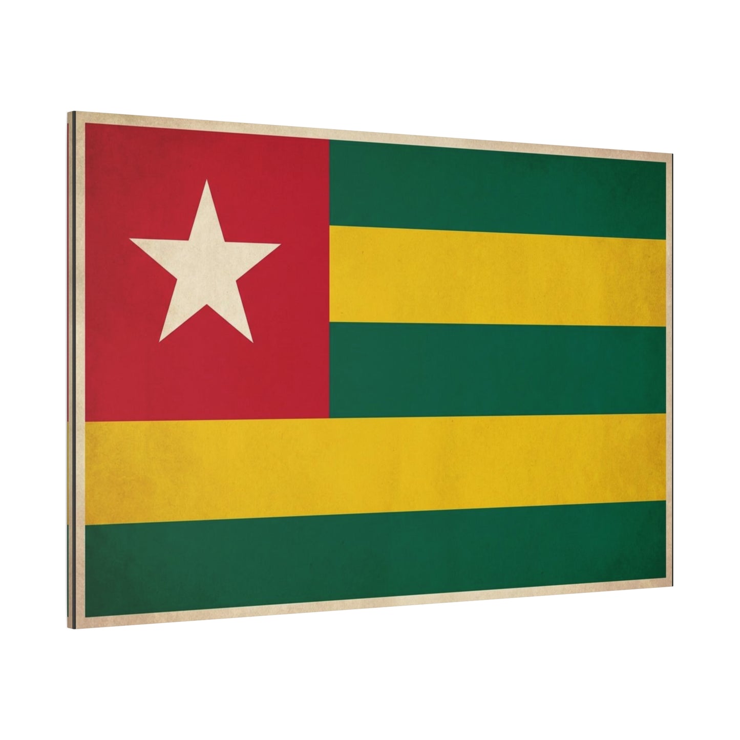 Togo Flag Canvas Wall Art - Vintage National Flag Print, Green Yellow Red Star Decor - Cultural Heritage Style - Living Room Wall Decor, Office Art - Bedroom Home Decoration - Bedroom Home Decoration