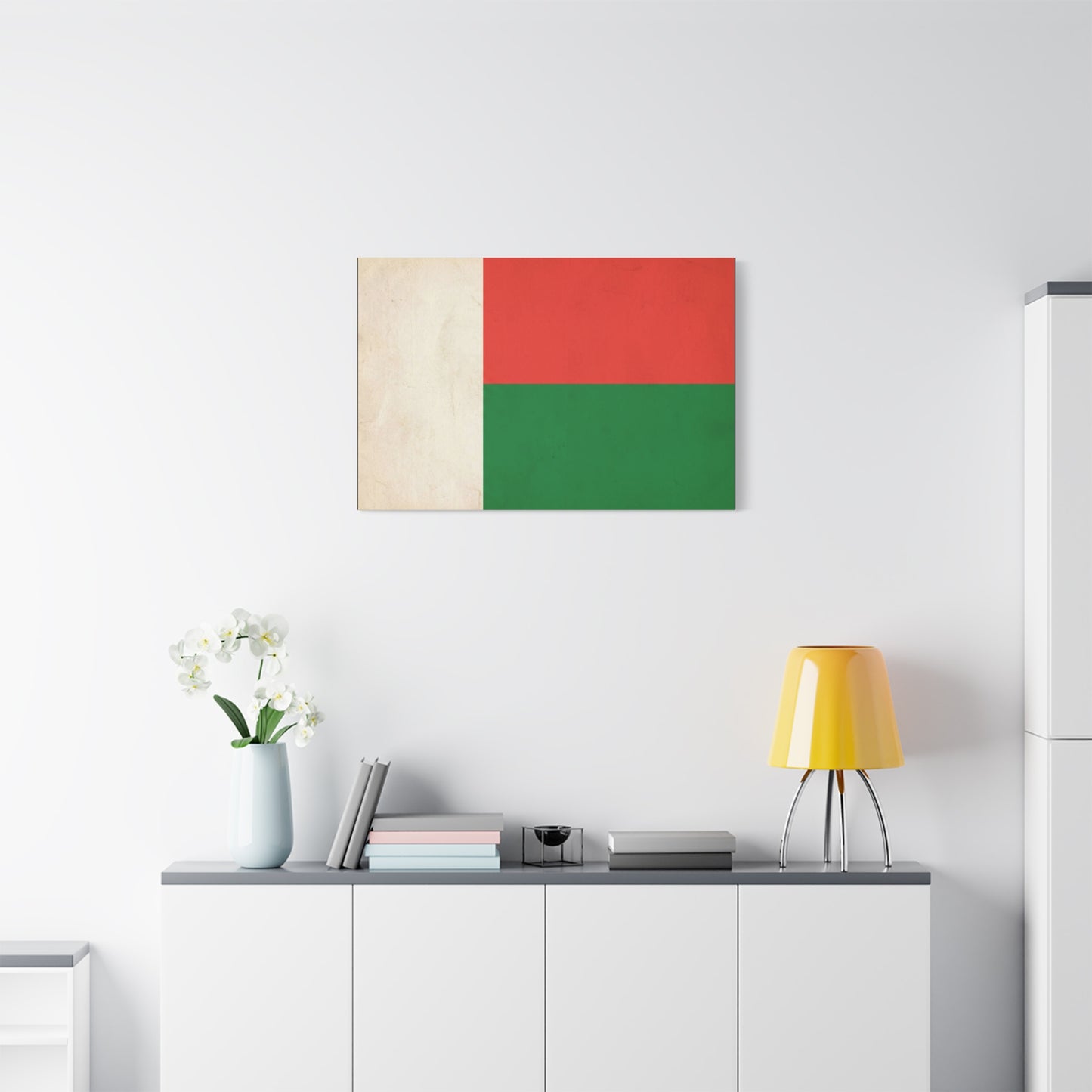 Madagascar Flag Canvas Wall Art - Vintage National Banner Print, Patriotic Tricolor Decor - Matte Cotton Canvas - Living Room Wall Decor, Office Art, Dorm Accent For Heritage Spaces - Ready to Hang
