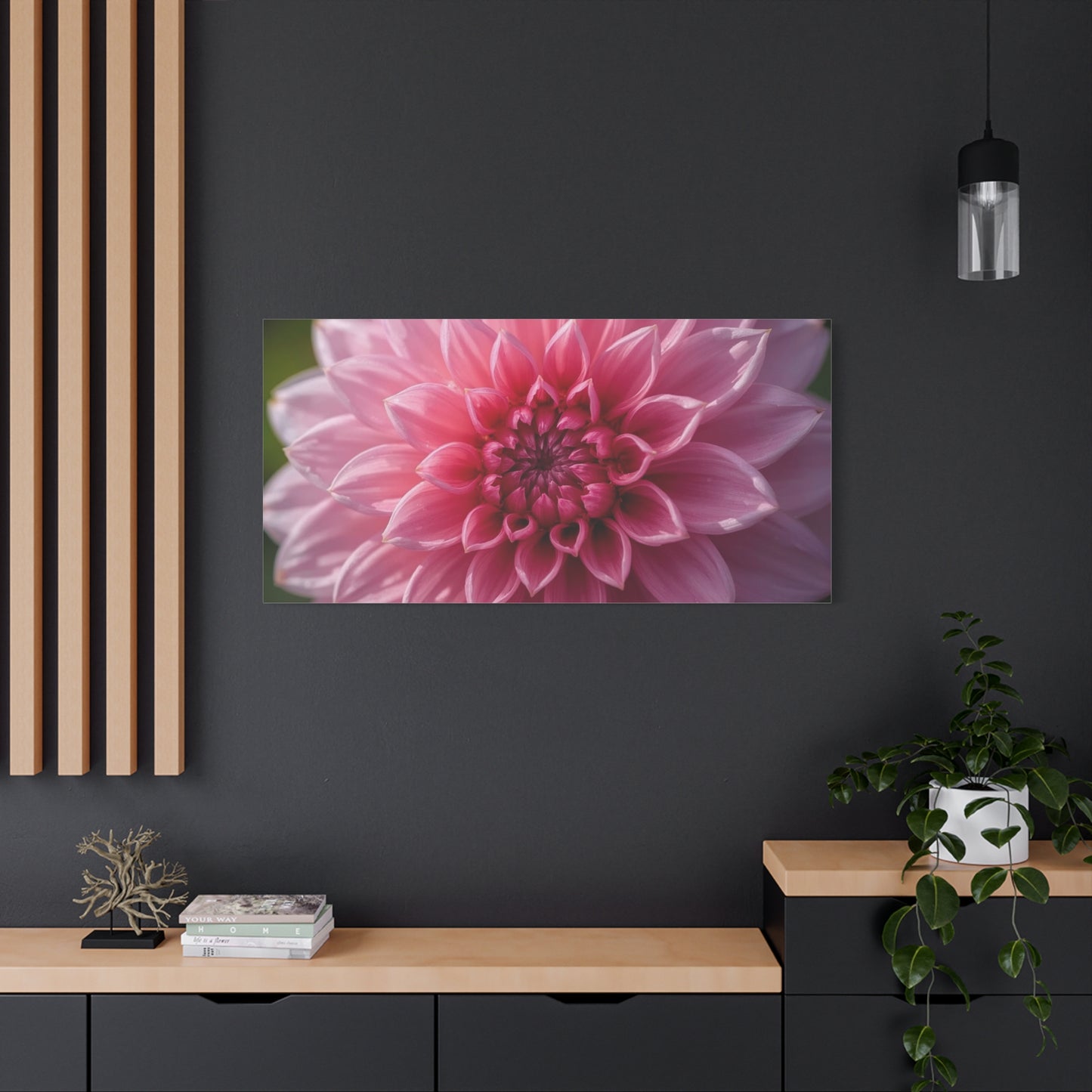 Pink Dahlia Canvas Wall Art - Floral Close Up Bloom, Botanical Wall Decor - Soft Focus Cotton Print - Contemporary Style, Bedroom Home Decoration, Bathroom Accent - Bedroom Home Decoration