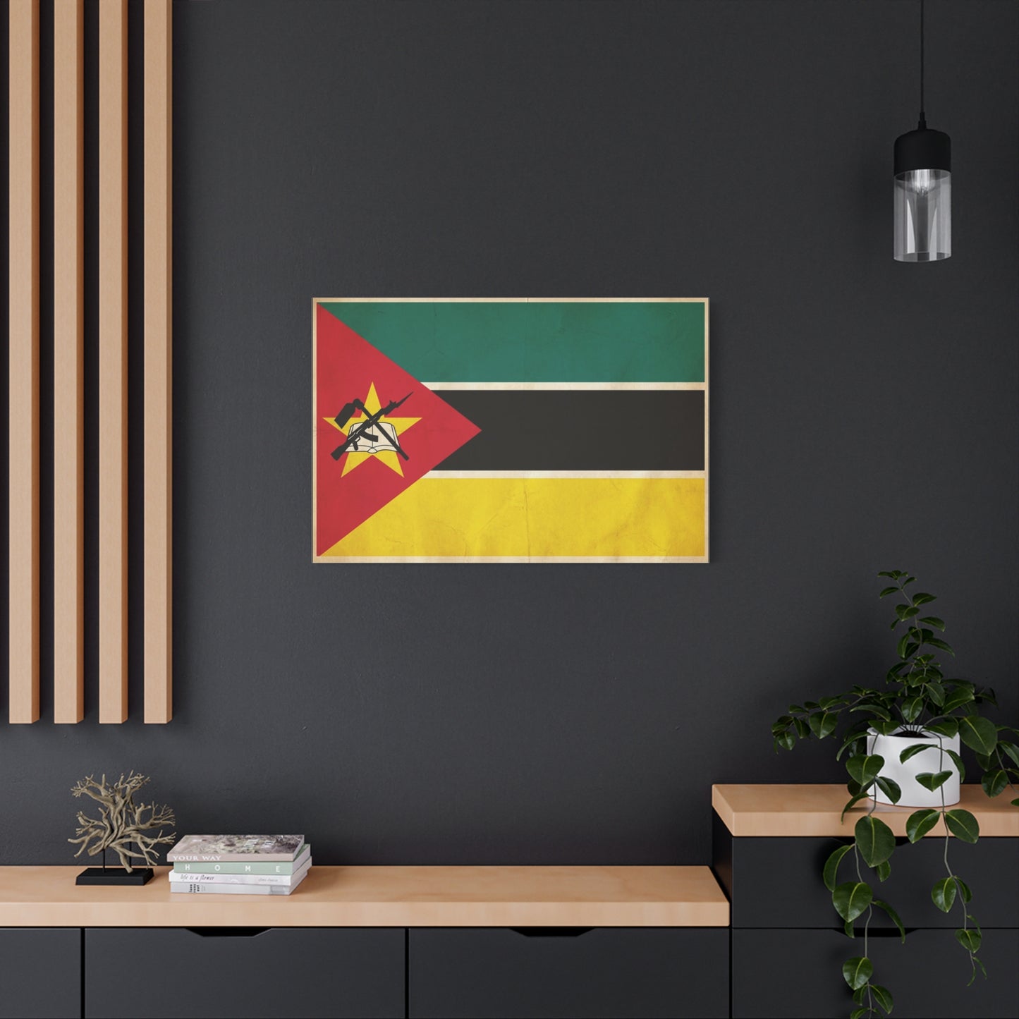 Mozambique Flag Canvas Wall Art - Vintage National Banner Print, Patriotic Home Decor, Cultural Wall Hanging, Living Room Decoration, Office Accent - Bedroom Home Decoration - Modern Farmhouse Style