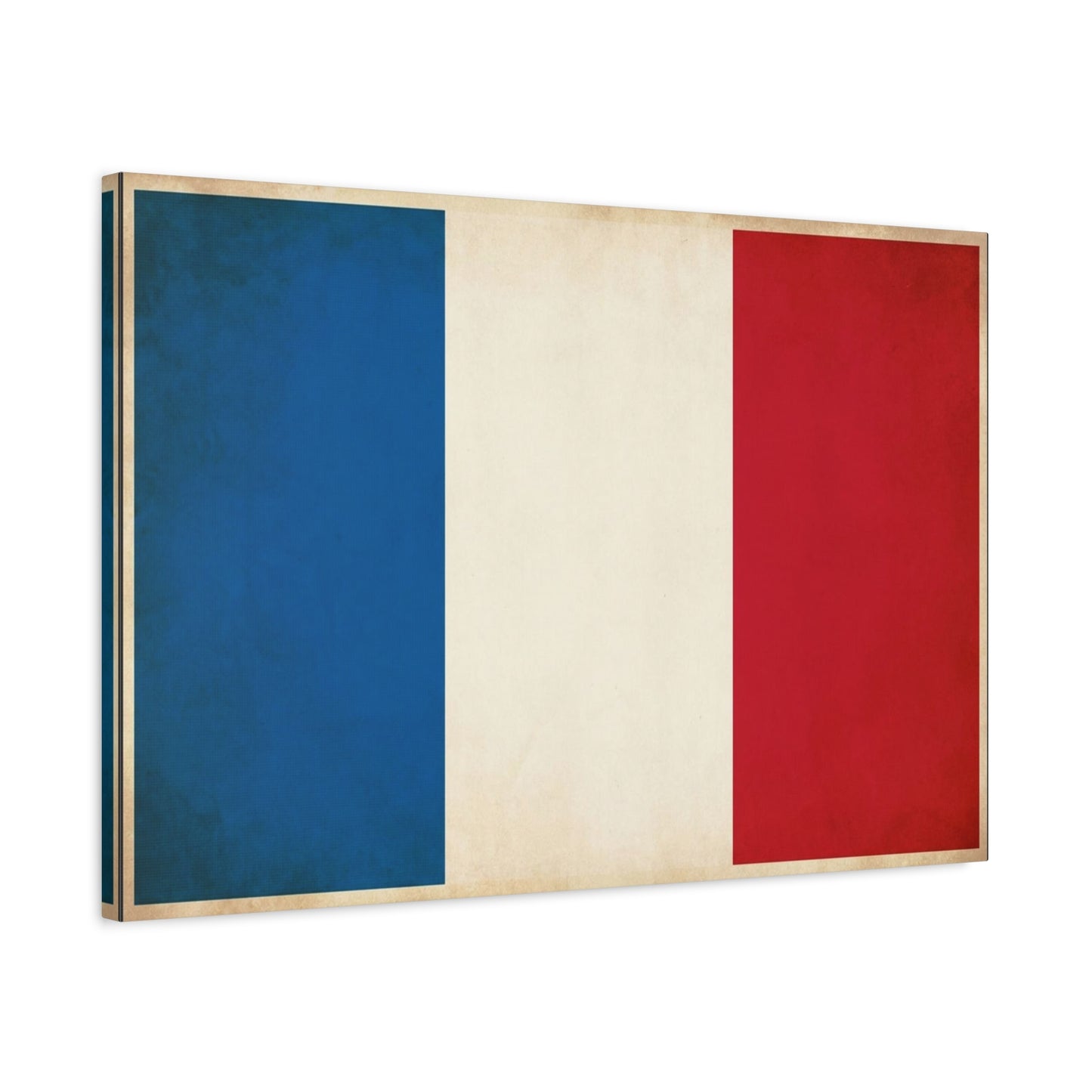 French Flag Canvas Wall Art - Vintage Tricolor France Print, Patriotic Minimalist Decor - Matte Cotton Look - Living Room Wall Decor, Office Accent - Bedroom Home Decoration - Bedroom Home Decoration