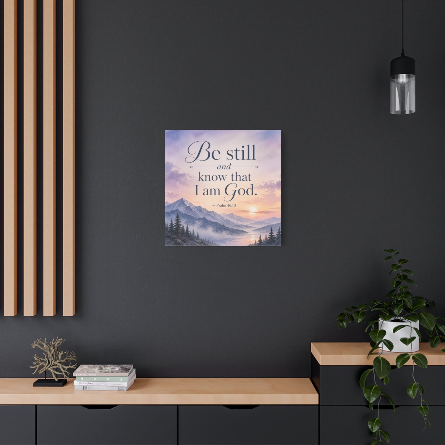 "Be Still And Know That I Am God. - Psalm 46:10" Scripture Canvas Wall Art - Mountain Sunrise Bible Verse Decor - Traditional Christian Home Accent - Bedroom Living Room Decoration - Office Wall Art