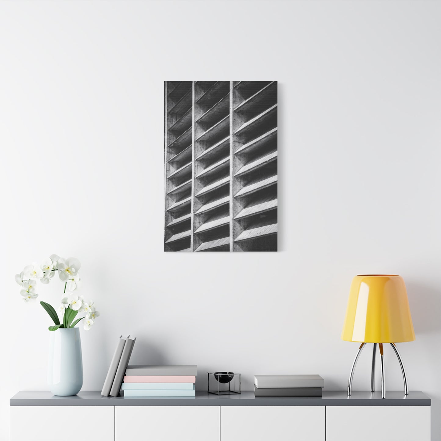 Black And White Brutalist Architecture Canvas Wall Art - Concrete Facade Art Print, Minimalist Contemporary Style - Modern Office Wall Decor, Living Room Home Decoration - Bedroom Home Decoration