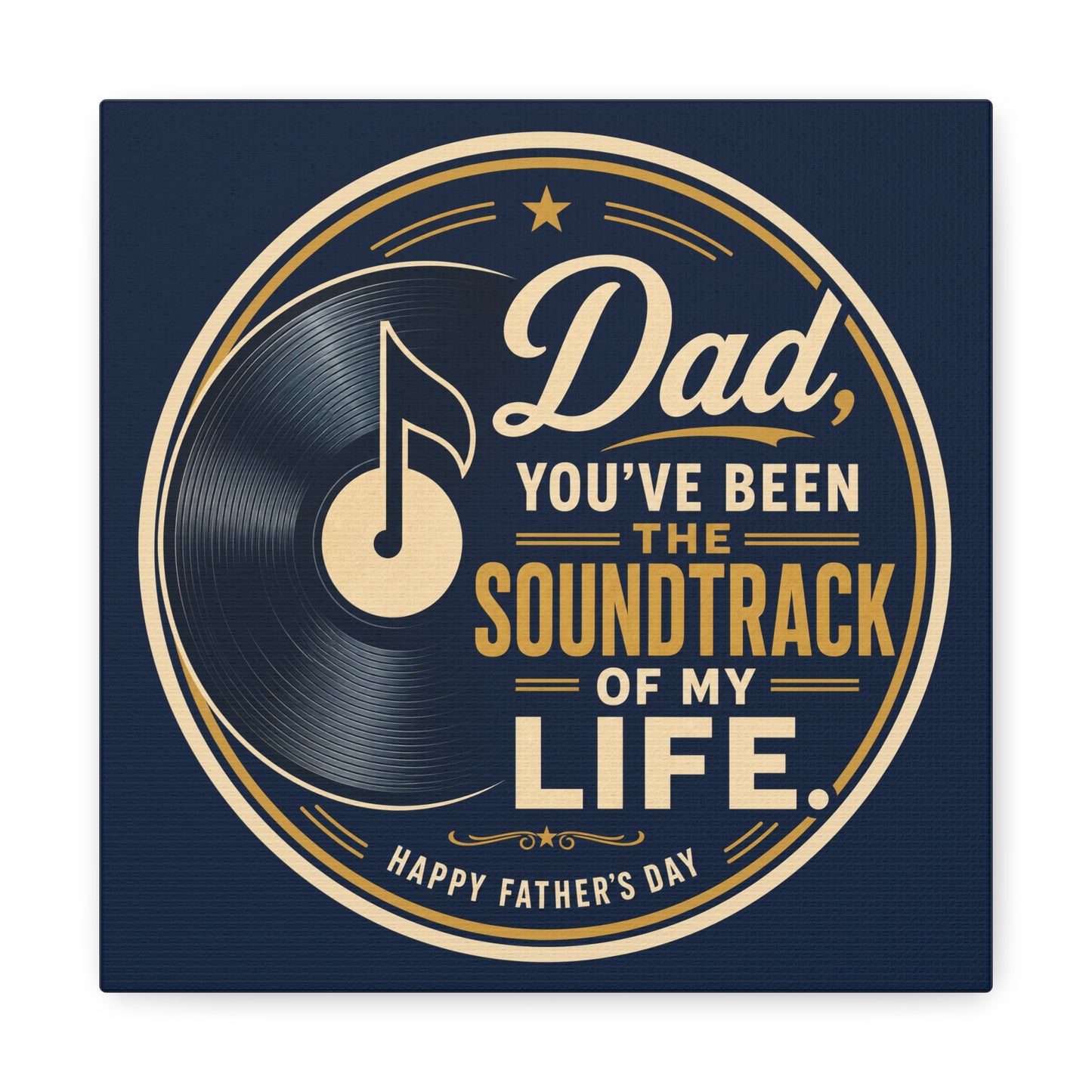"Dad" - Vinyl Record Music Quote Print - Navy Gold Typography Style - Living Room Wall Decor - Ready to Hang