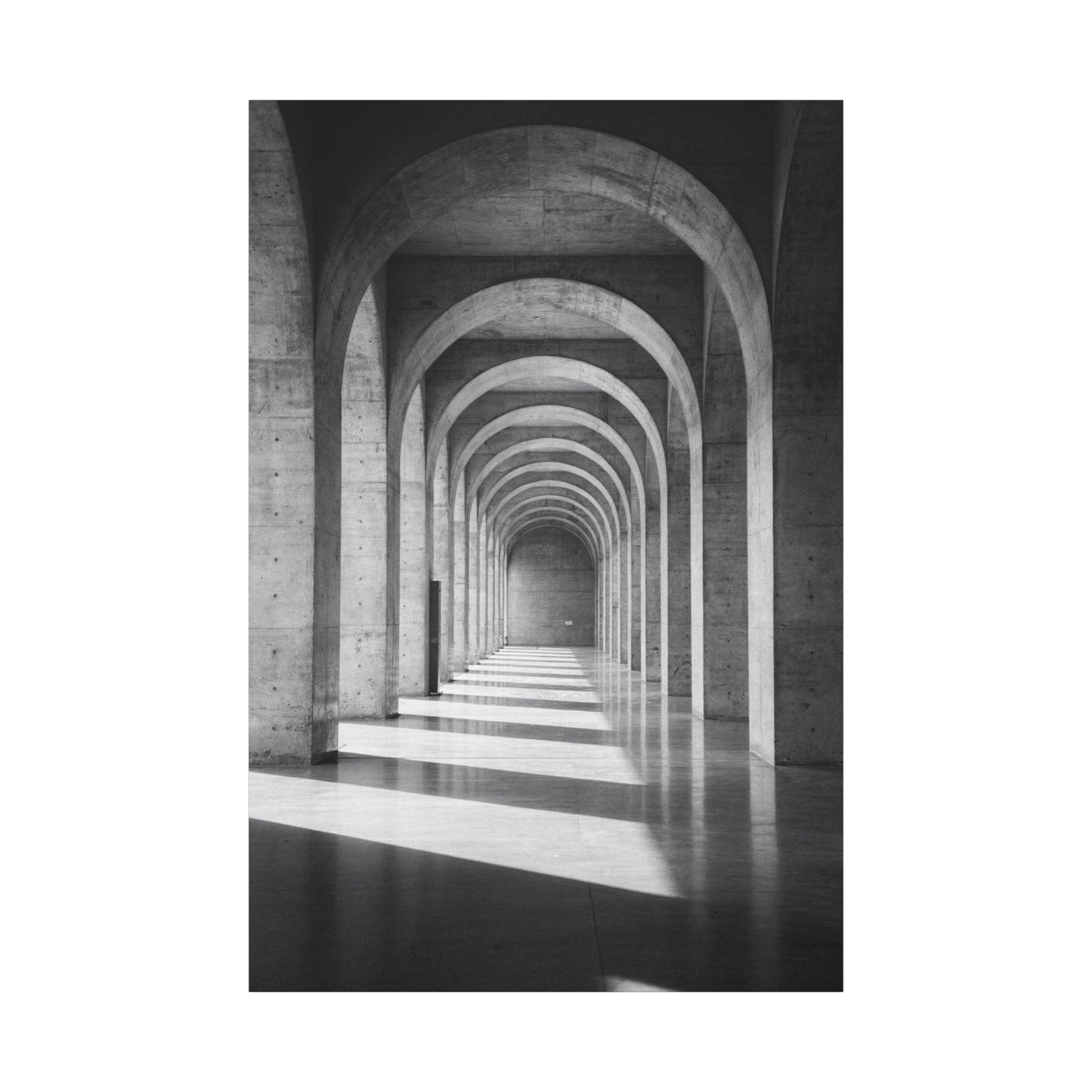 Black And White Arched Hallway Canvas Wall Art - Minimalist Architecture Art Print, Modern Concrete Corridor Interior, Contemporary Living Room Wall Decor Office Art - Bedroom Home Decoration