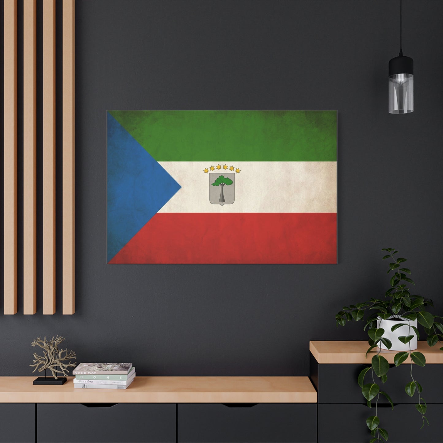 Equatorial Guinea Flag Canvas Wall Art - Vintage National Pride Decor, Distressed Heritage Print - Patriotic Traditional Style - Living Room Wall Decor - Ready to Hang - Bedroom Home Decoration