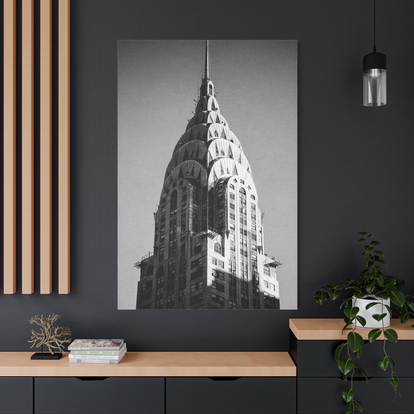 Chrysler Building Canvas Wall Art - Black And White New York City Architecture Print, Art Deco Skyscraper Art Print - Modern Monochrome Office Wall Decor, Living Room Accent - Modern Farmhouse Style