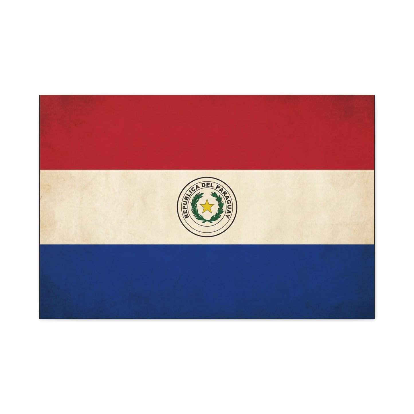 "Republica Del Paraguay" Paraguay Flag Canvas Wall Art - Vintage National Flag Print, Patriotic Heritage Decor - Matte Cotton Artwork - Living Room Home Decoration, Office Accent - Office Wall Art