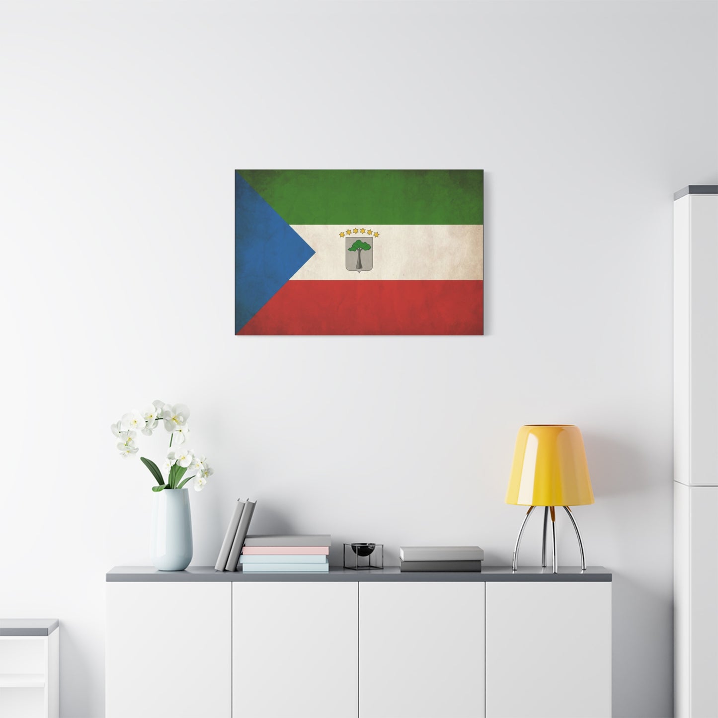 Equatorial Guinea Flag Canvas Wall Art - Vintage National Pride Decor, Distressed Heritage Print - Patriotic Traditional Style - Living Room Wall Decor - Ready to Hang - Bedroom Home Decoration