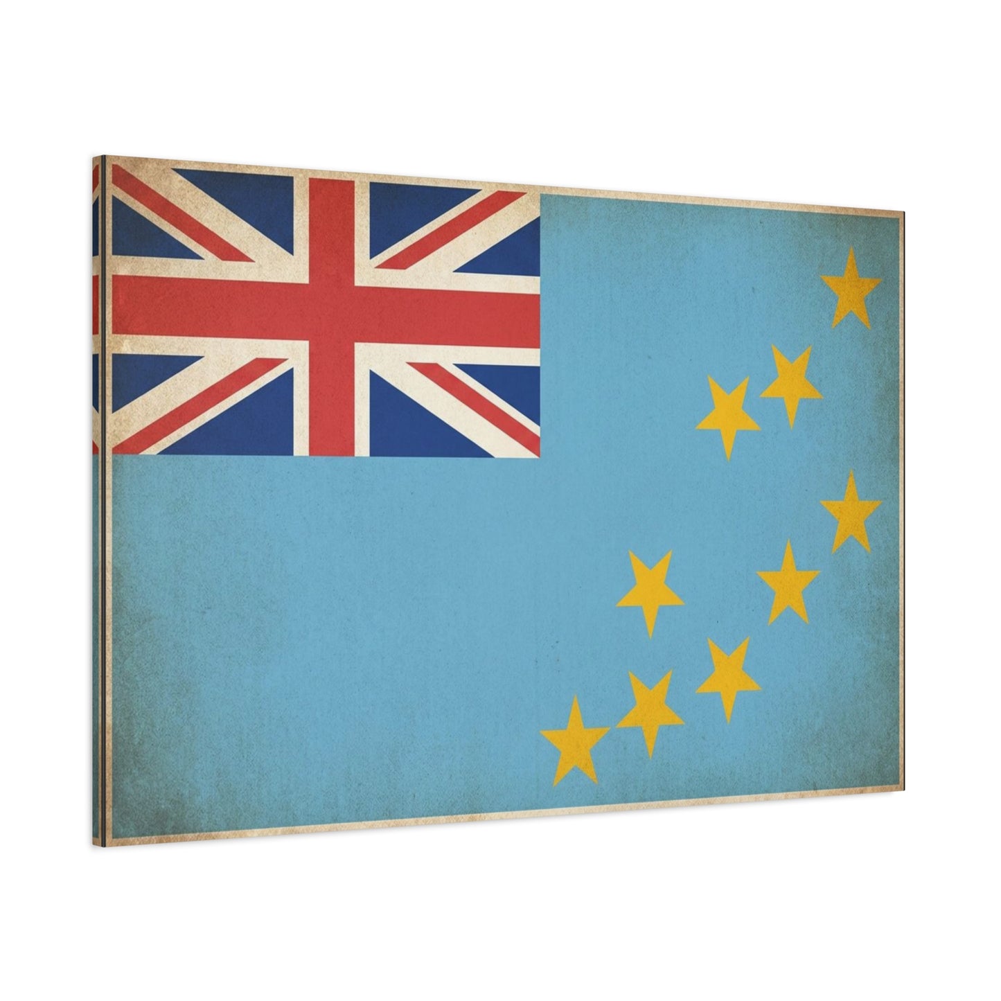 Tuvalu Flag Canvas Wall Art - Vintage National Flag Print, Blue Red Gold Patriotic Decor - Distressed Country Pride Style - Living Room Home Decoration - Living Room Wall Decor - Cozy Reading Nook Art