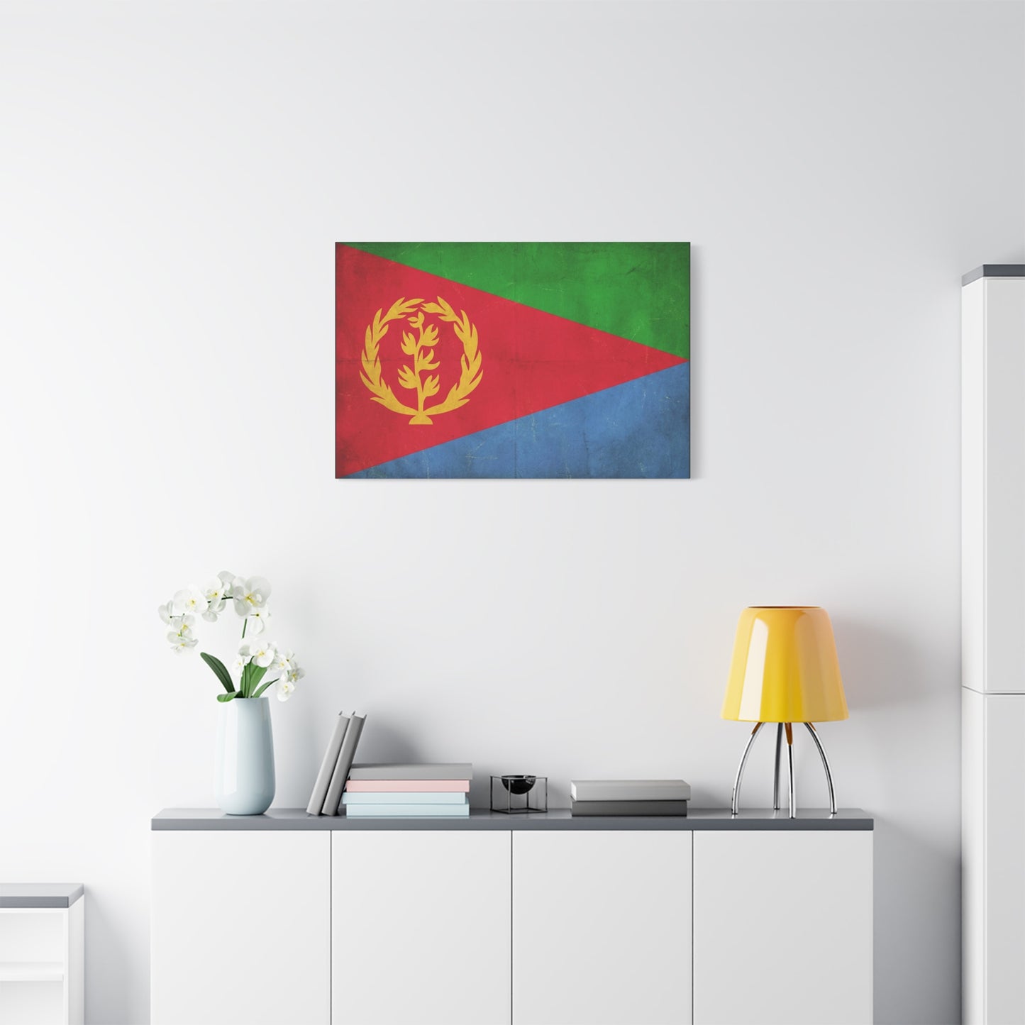Eritrea Flag Canvas Wall Art - Vintage Eritrean National Flag Print, Distressed Patriotic Country Decor - Colorful Typography Style - Living Room Wall Decor - Ready to Hang - Bedroom Home Decoration