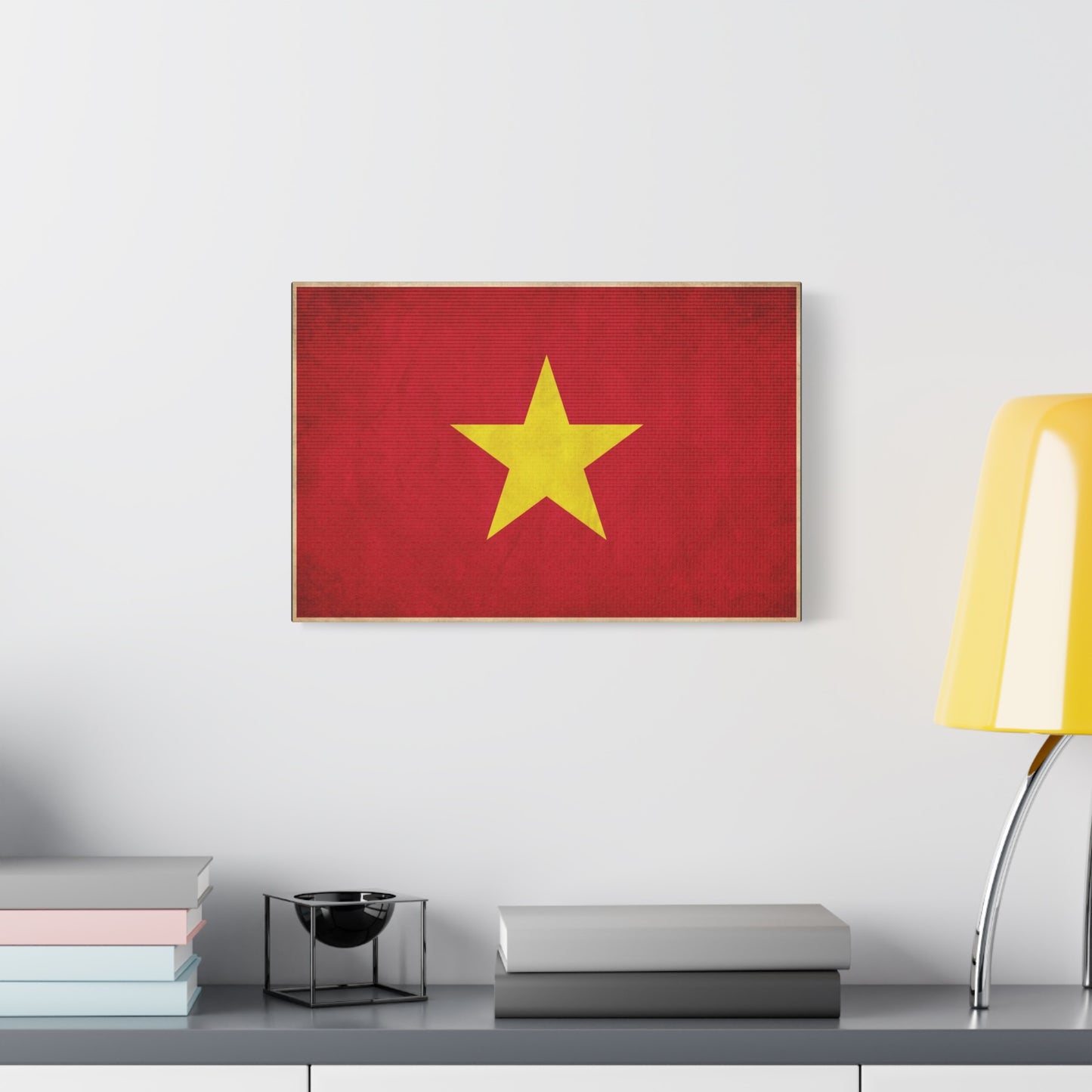 Vietnam Flag Canvas Wall Art - Red Field With Yellow Star Country Pride Decor - Vintage Style Cotton Print - Living Room Wall Decor, Bedroom Home Decoration, Office Art - Bedroom Home Decoration