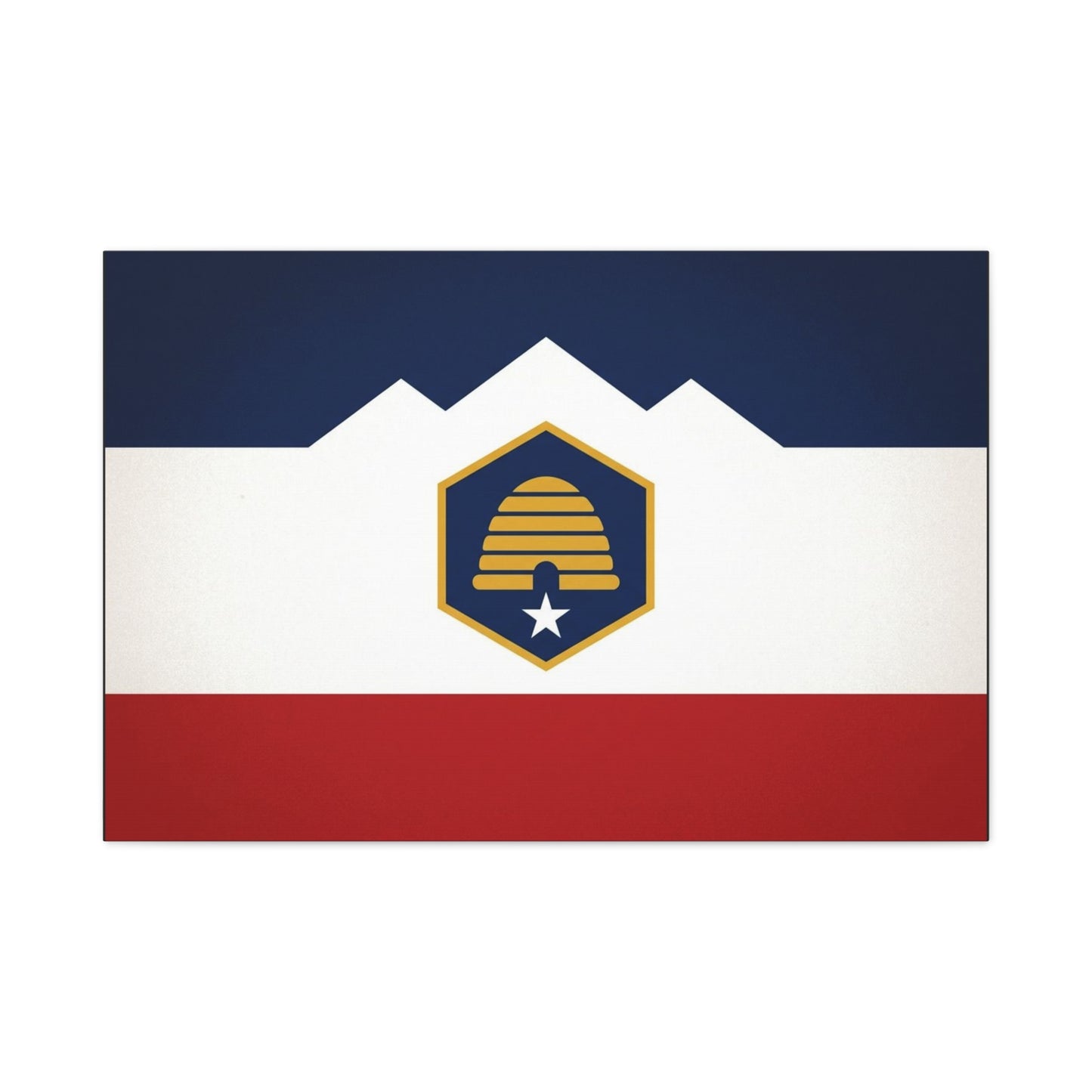 Acadia Flag Canvas Wall Art - Maine State Pride Print, Blue White Red Emblem Design - Minimalist Geometric Style - Living Room Decor, Office Wall Hanging - Bedroom Home Decoration - Ready to Hang