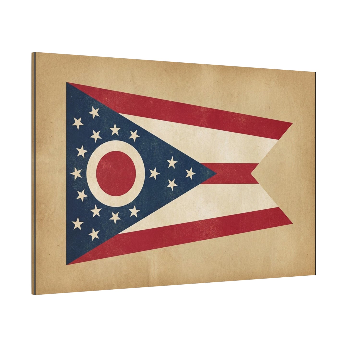 Ohio State Flag Canvas Wall Art - Vintage Buckeye Banner Print, Patriotic Red White Blue Decor - Rustic Americana Style - Living Room Home Decoration - Living Room Wall Decor - Bedroom Home Decoration