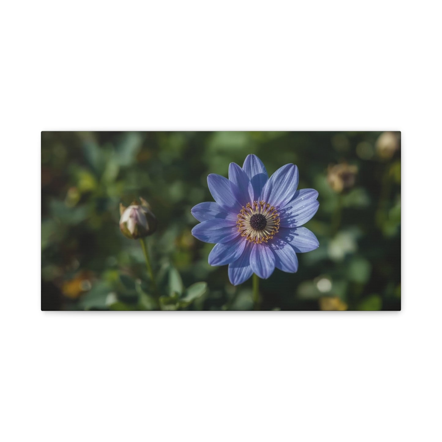 Blue Daisy Flower Canvas Wall Art - Botanical Floral Art Print, Soft Matte Garden Close Up - Contemporary Nature Style - Bedroom Wall Decor, Living Room Home Accent - Bedroom Home Decoration