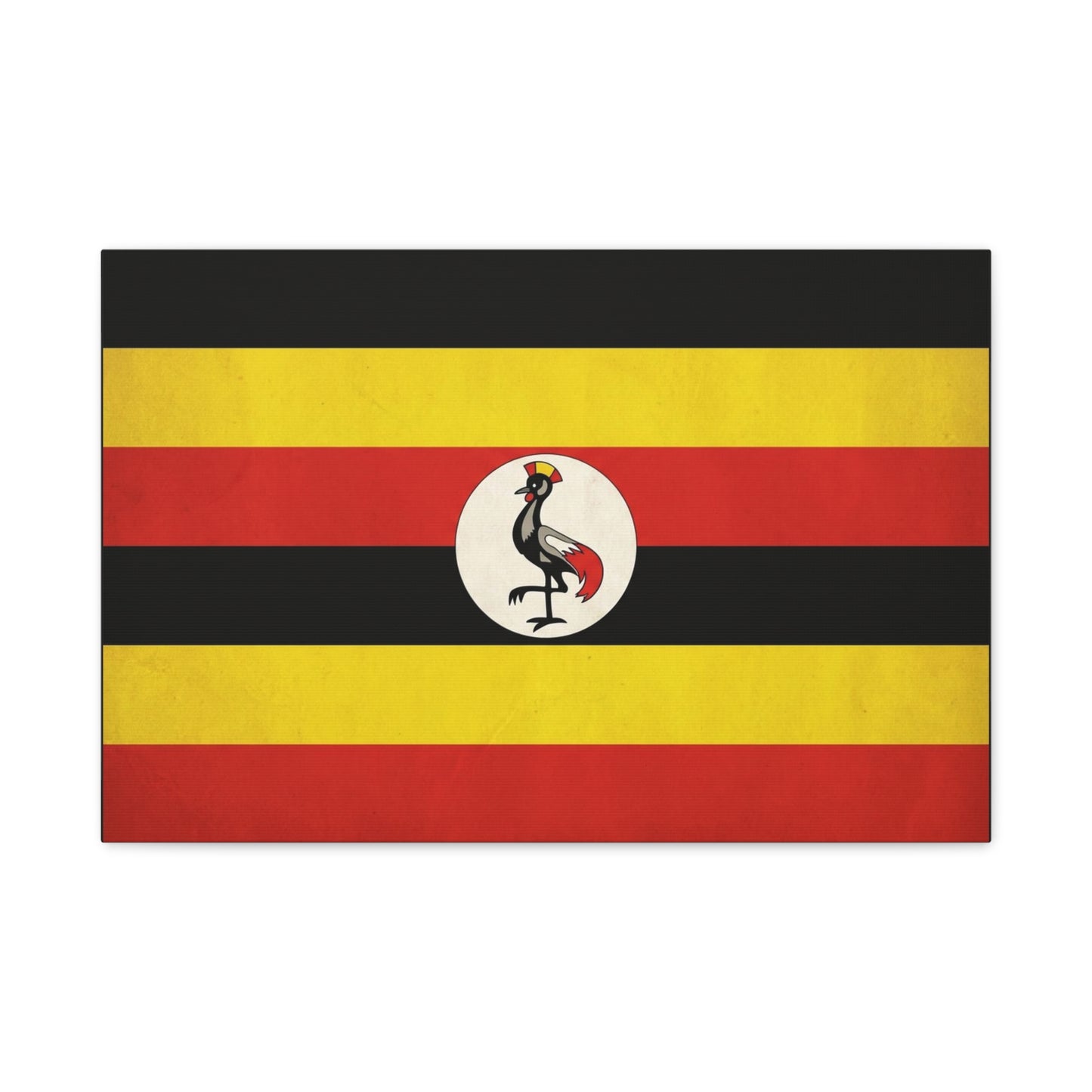 Uganda Flag Canvas Wall Art - Crested Crane National Flag Print, Patriotic Heritage Decor - Bold Tricolor Cotton Canvas - Modern Living Room Decoration - Living Room Wall Decor - Cozy Reading Nook Art