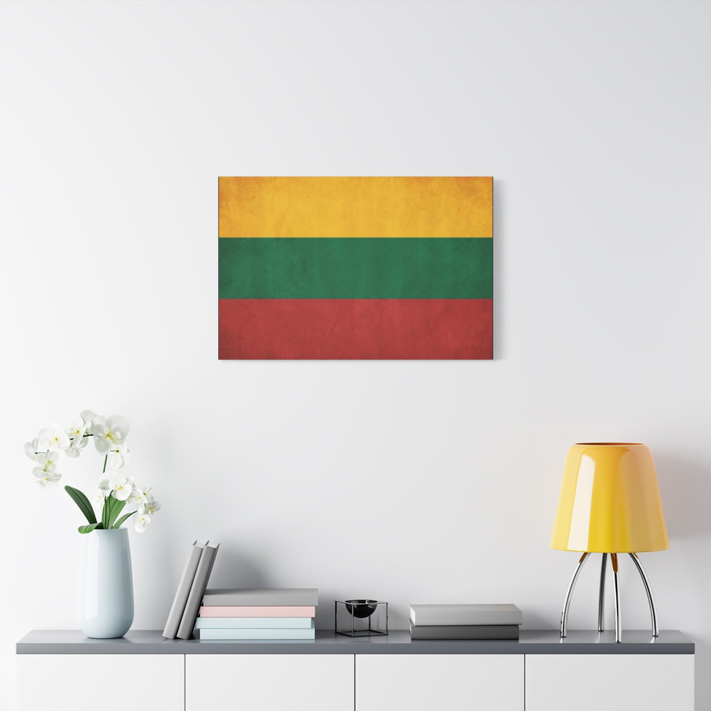 Lithuania Flag Canvas Wall Art - Vintage Tricolor National Print, Textured Cotton Decor - Traditional Patriotic Style - Living Room Wall Decor, Bedroom Home Decoration - Bedroom Home Decoration
